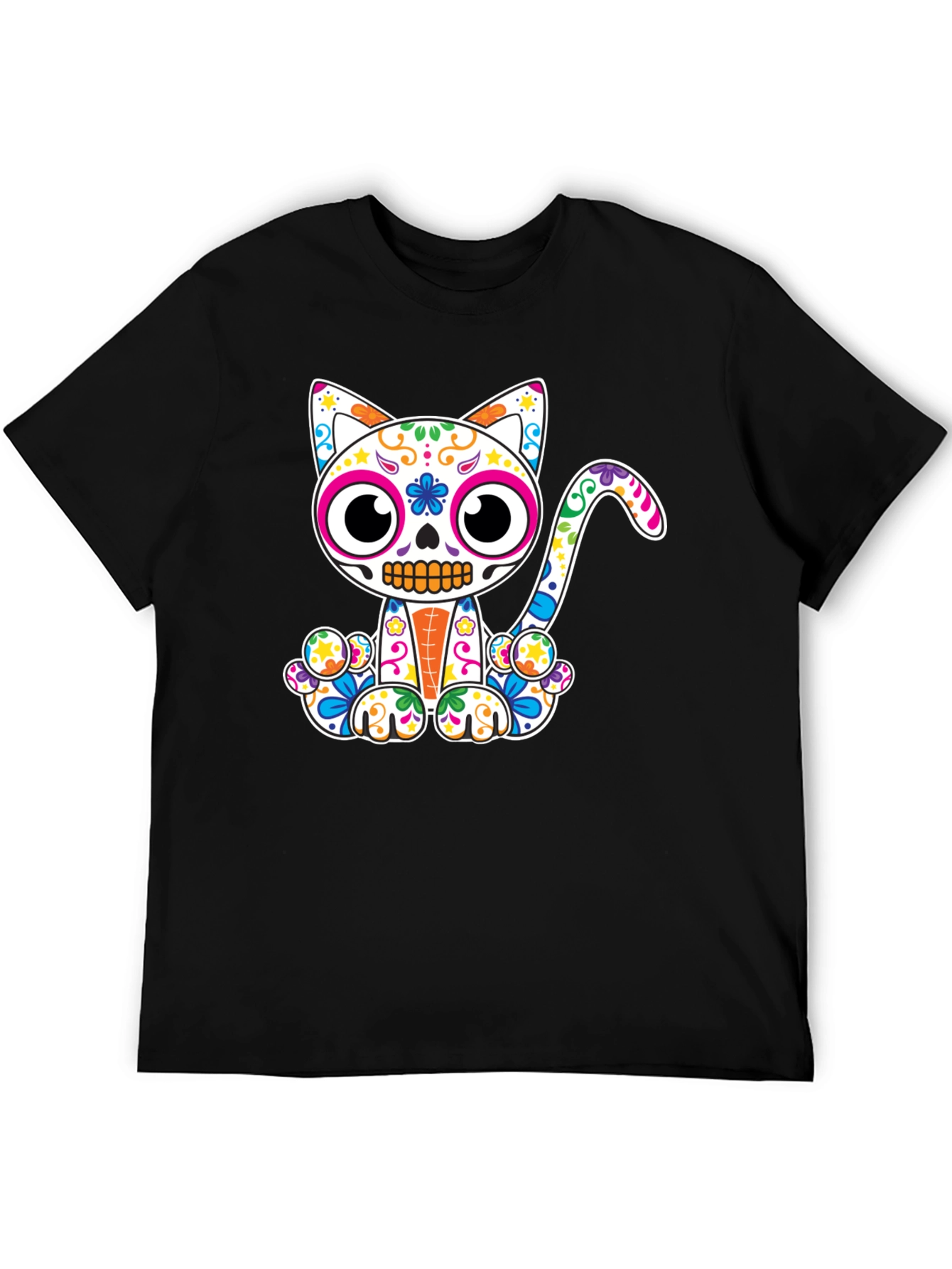 Sugar Skull Cat Graphic T-Shirt - Dia de los Muertos