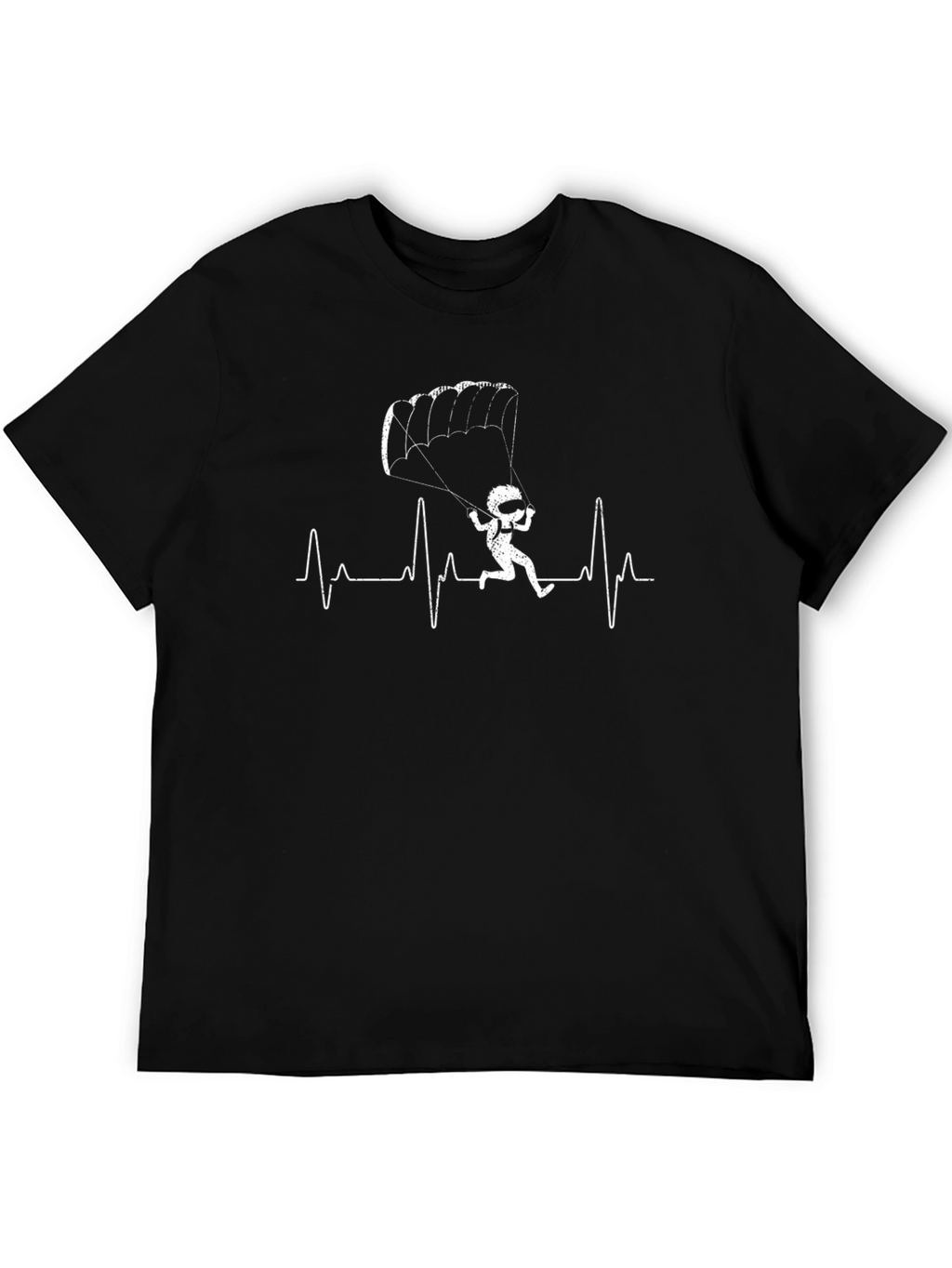 Skydiving Heartbeat T-Shirt - Black Graphic Tee