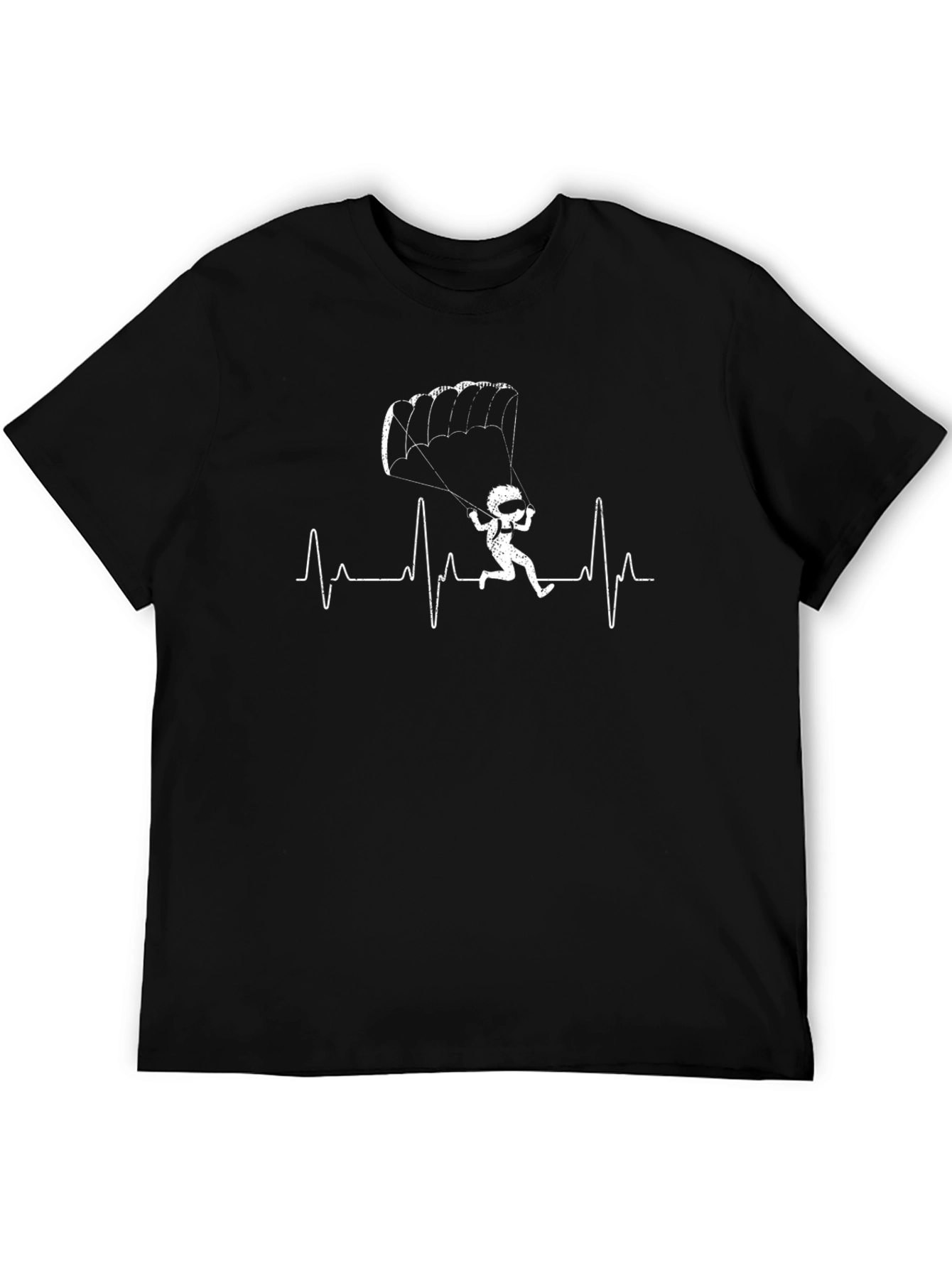 Skydiving Heartbeat T-Shirt - Black Graphic Tee