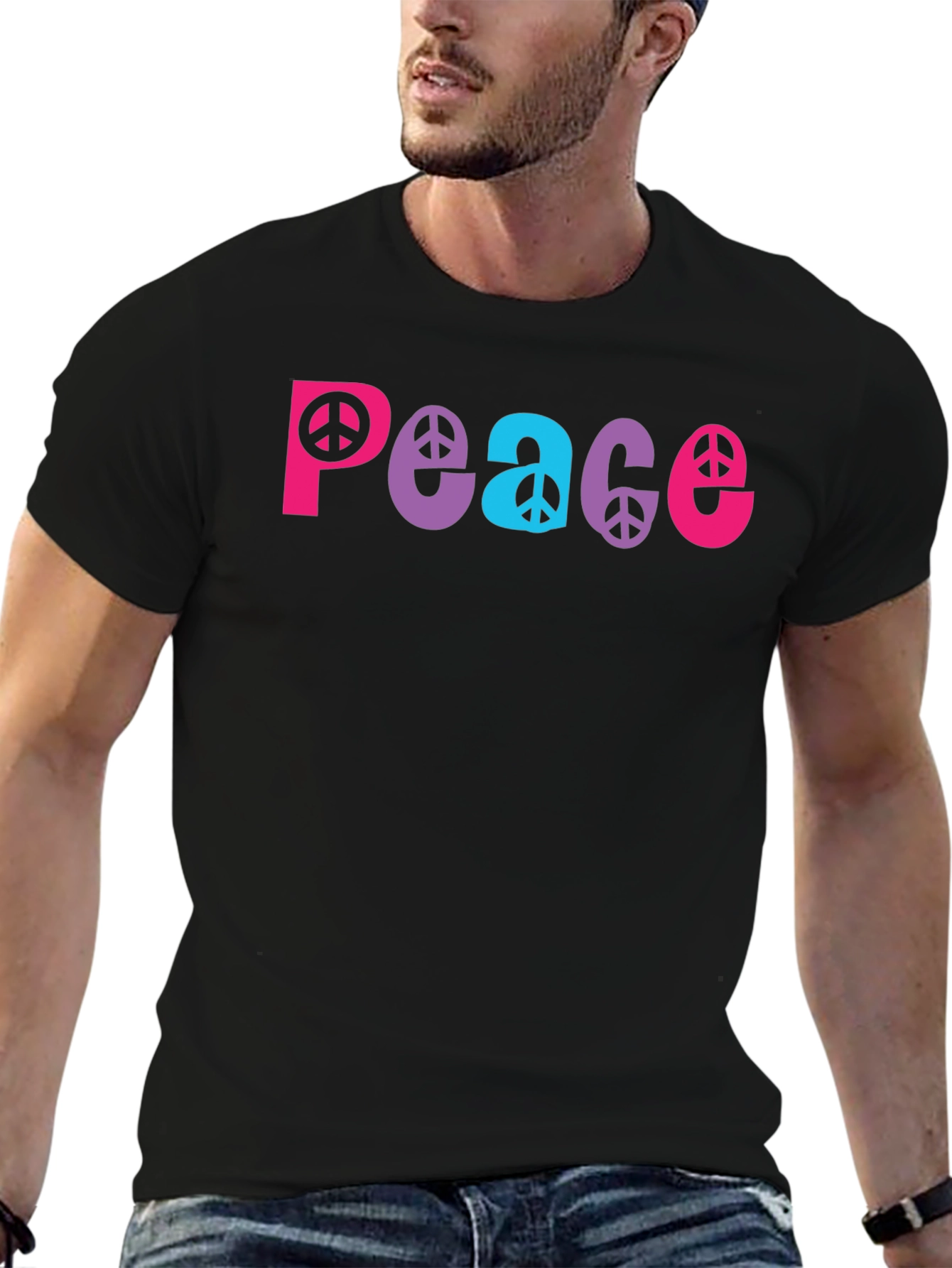 Peace Sign Graphic Tee - Black