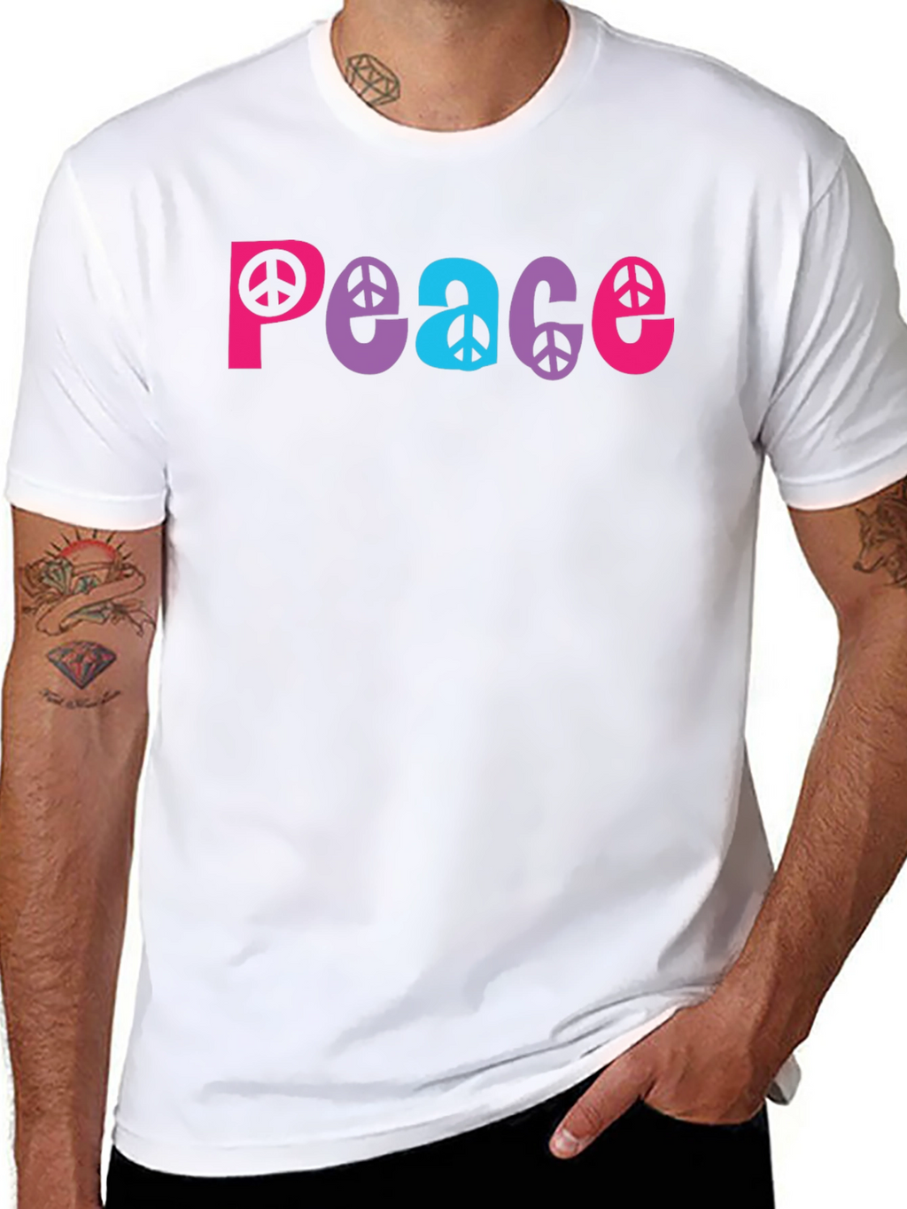 Peace Sign Graphic Tee - Black