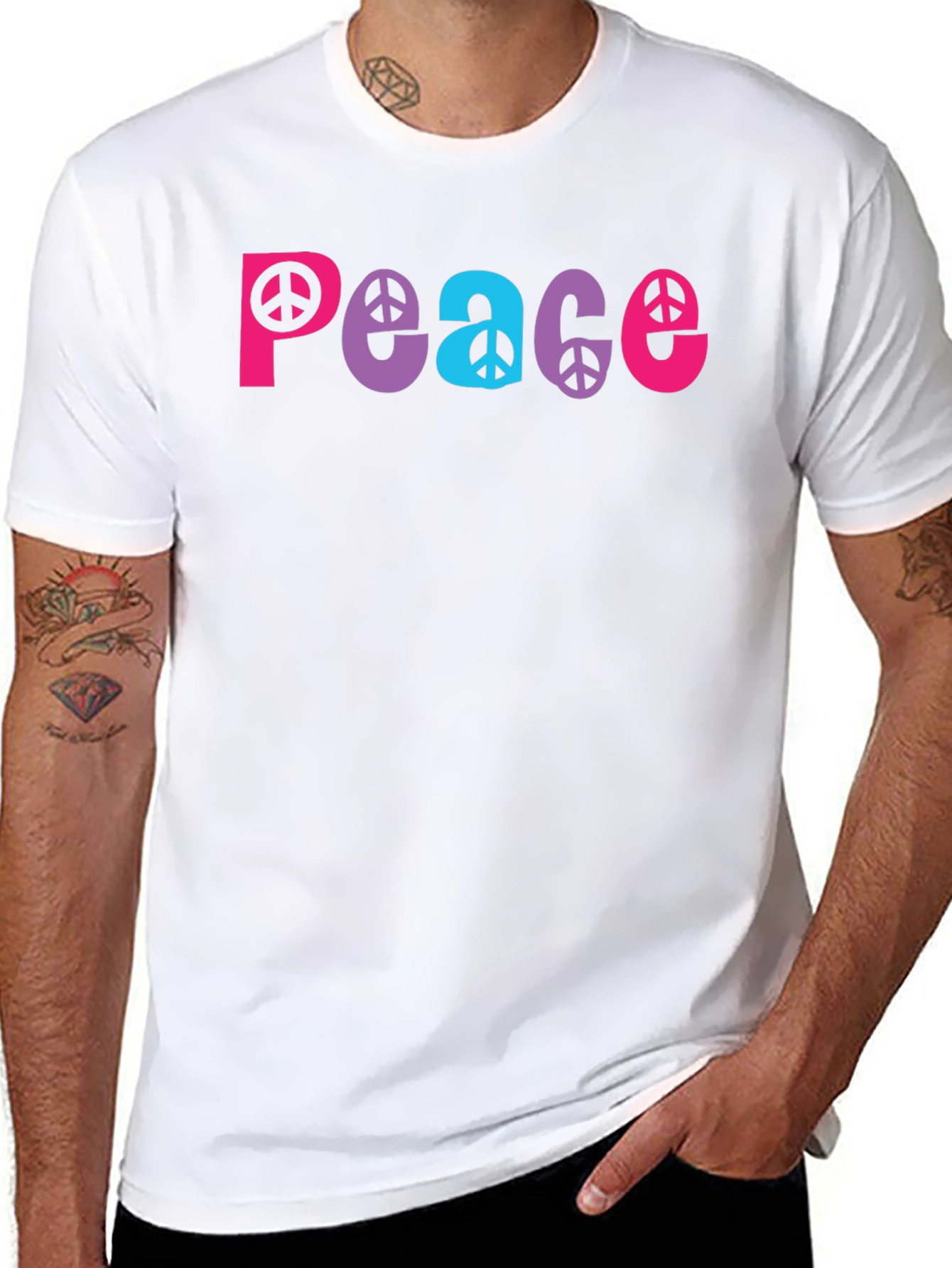 Peace Sign Graphic Tee - Black