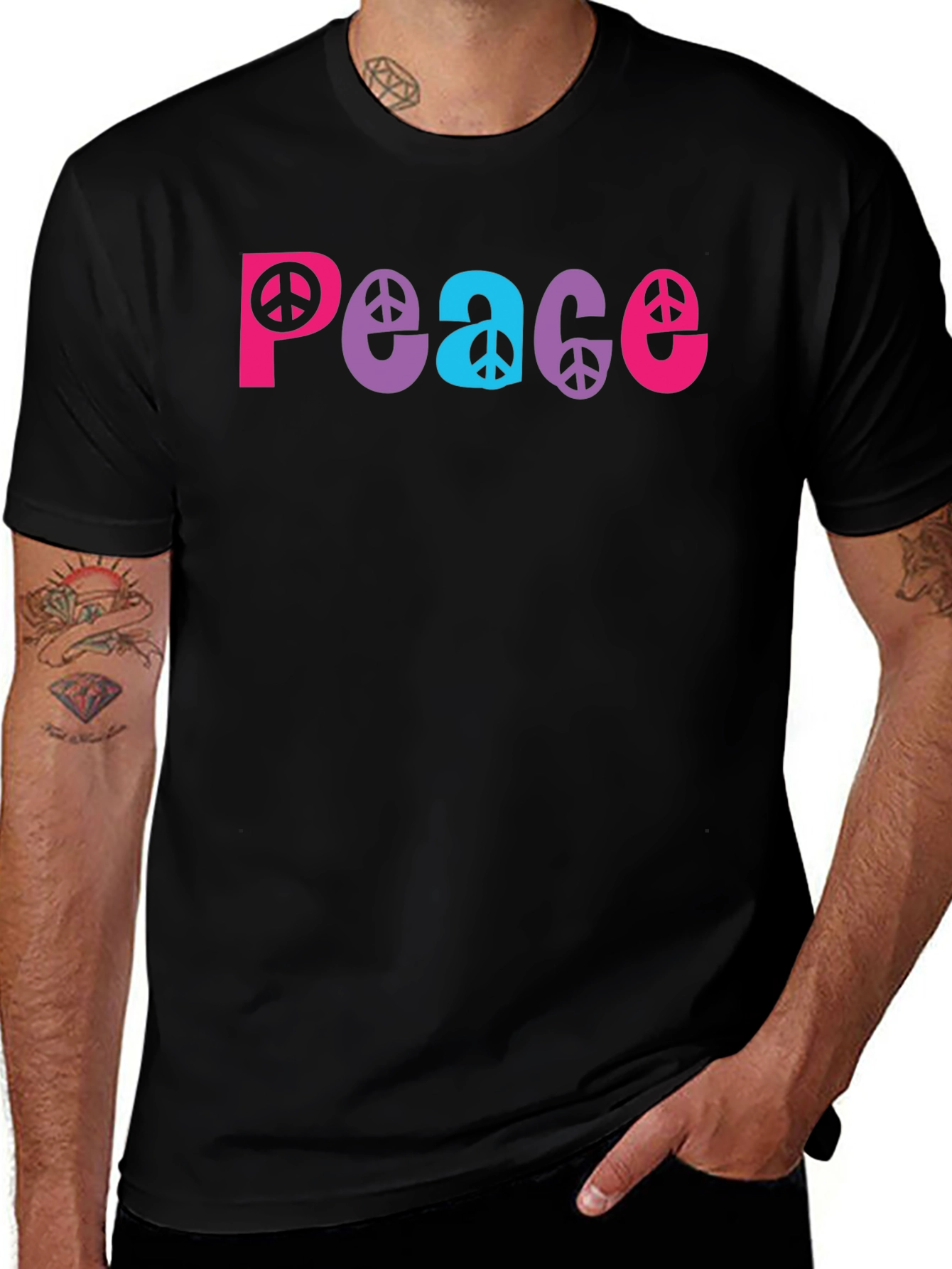 Peace Sign Graphic Tee - Black