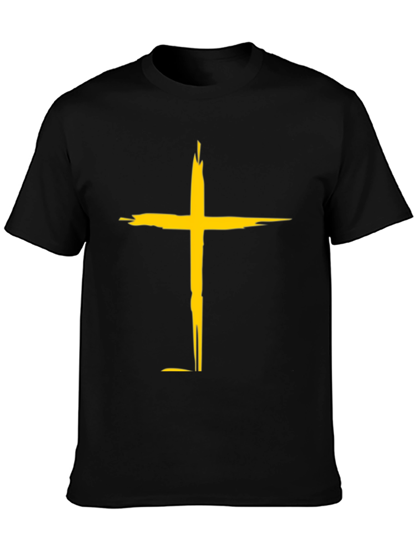 Bold Cross Graphic Tee - Black Cotton Blend Casual Shirt