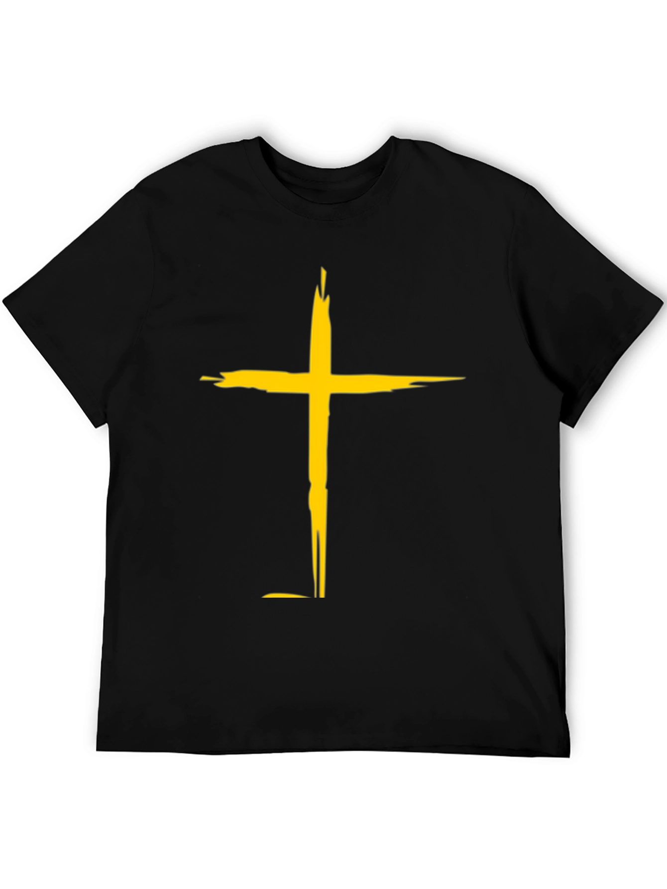 Bold Cross Graphic Tee - Black Cotton Blend Casual Shirt