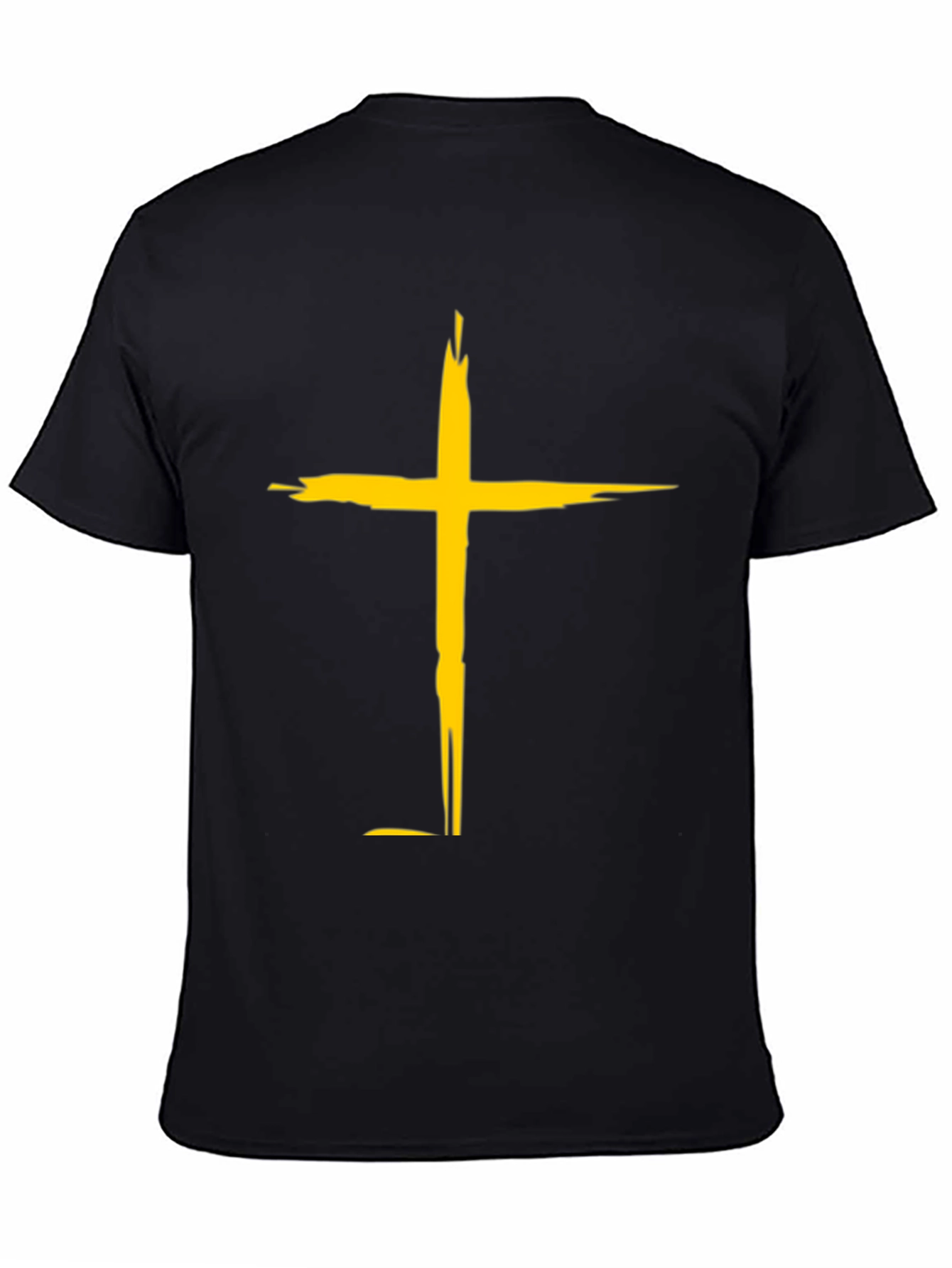 Bold Cross Graphic Tee - Black Cotton Blend Casual Shirt