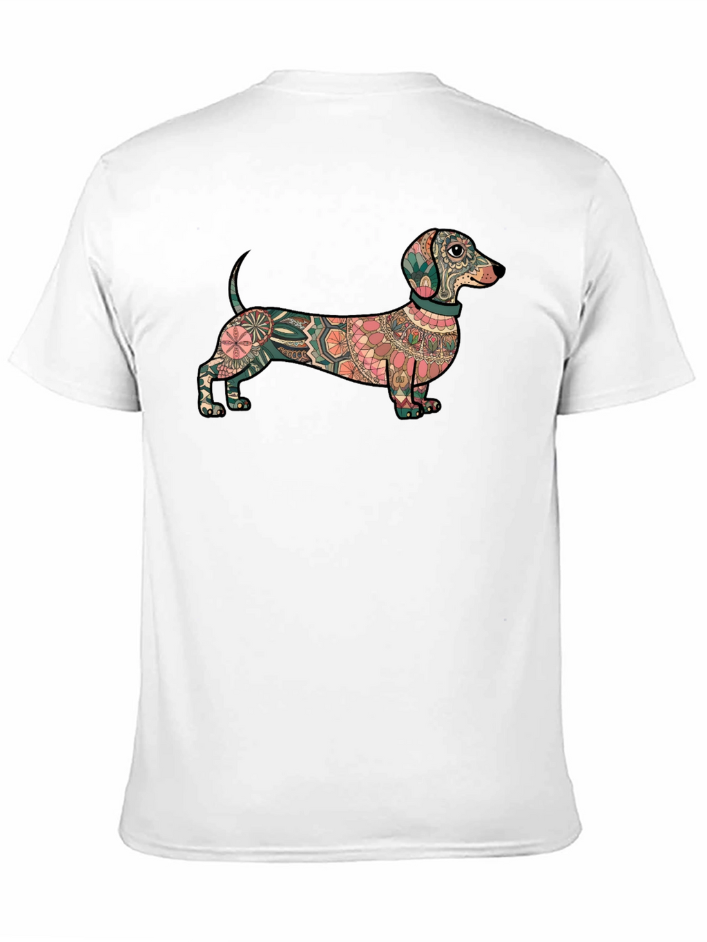 Dachshund Mandala Graphic Tee - Black Cotton T-Shirt