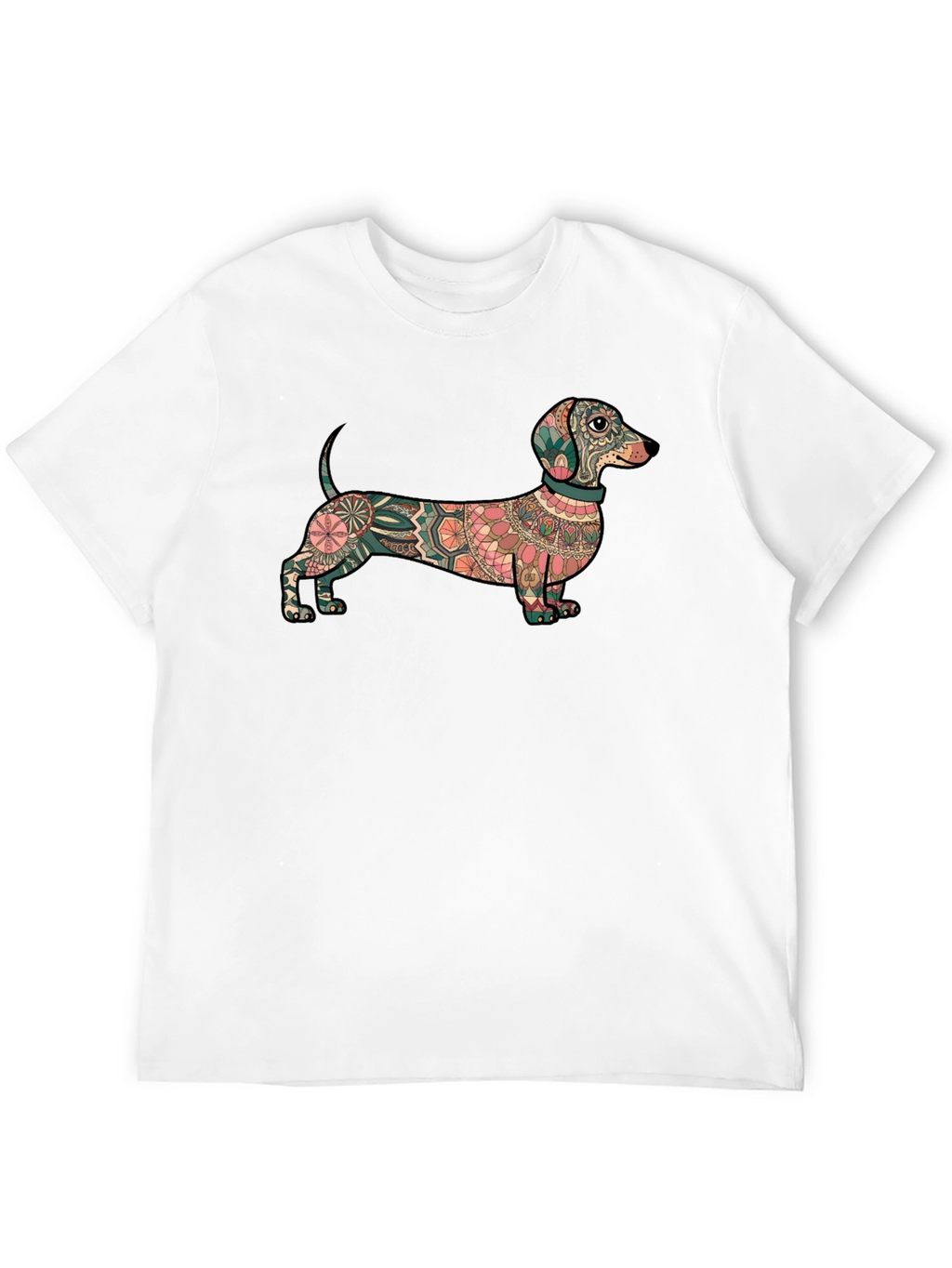 Dachshund Mandala Graphic Tee - Black Cotton T-Shirt