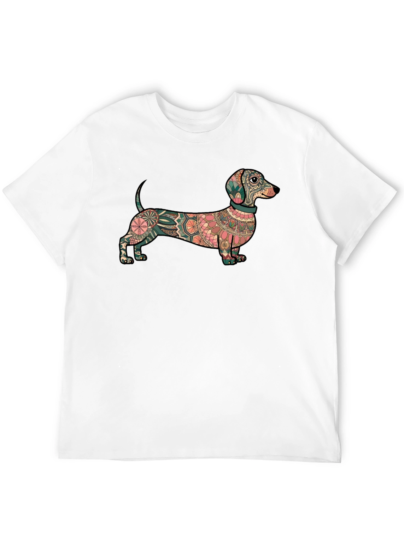 Dachshund Mandala Graphic Tee - Black Cotton T-Shirt