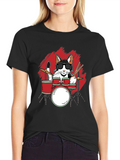 Cool Cat Drummer Graphic Tee