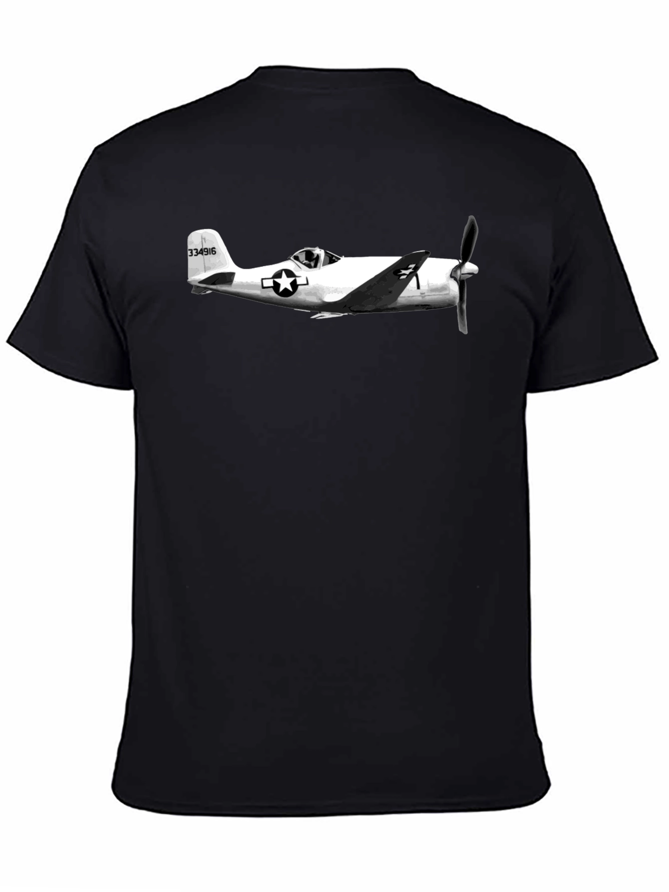Vintage Airplane Graphic Tee - Black Cotton Blend
