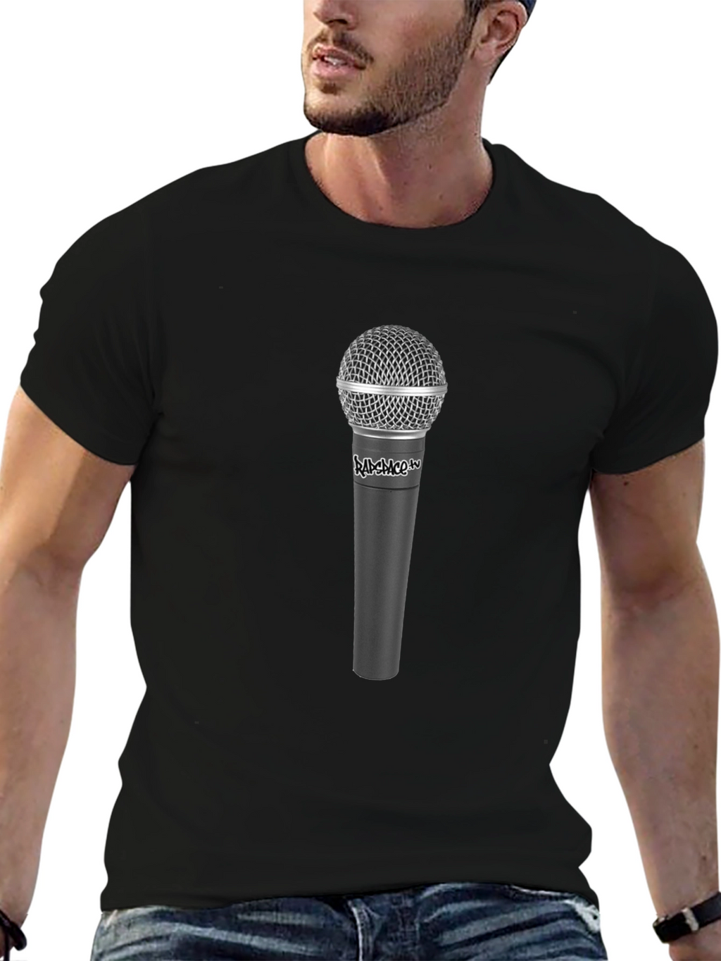Black Microphone Graphic Tee - Music Lover Shirt