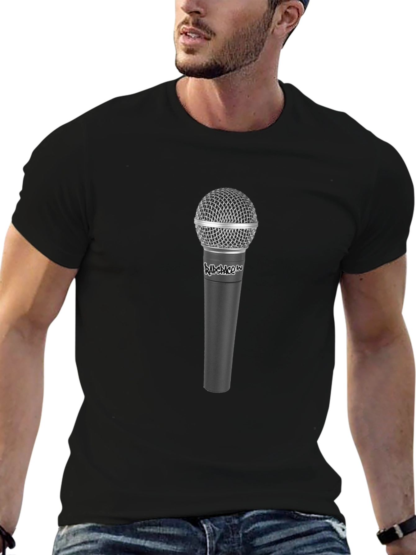 Black Microphone Graphic Tee - Music Lover Shirt