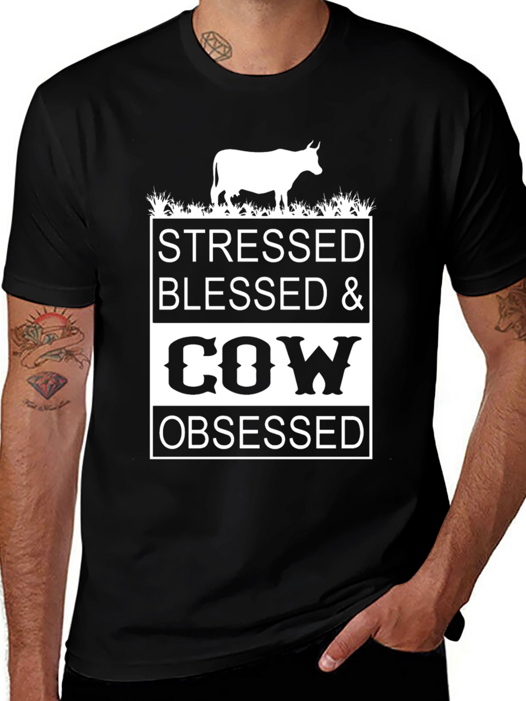 Stressed Blessed & Cow Obsessed T-Shirt
