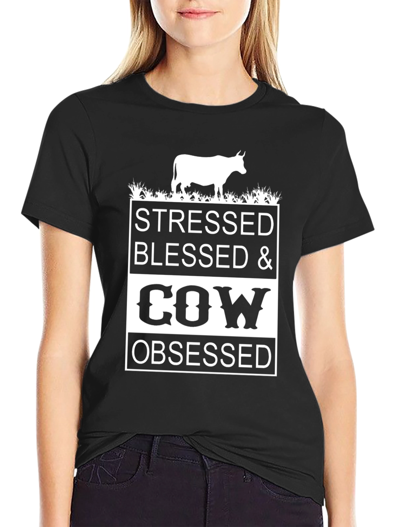 Stressed Blessed & Cow Obsessed T-Shirt