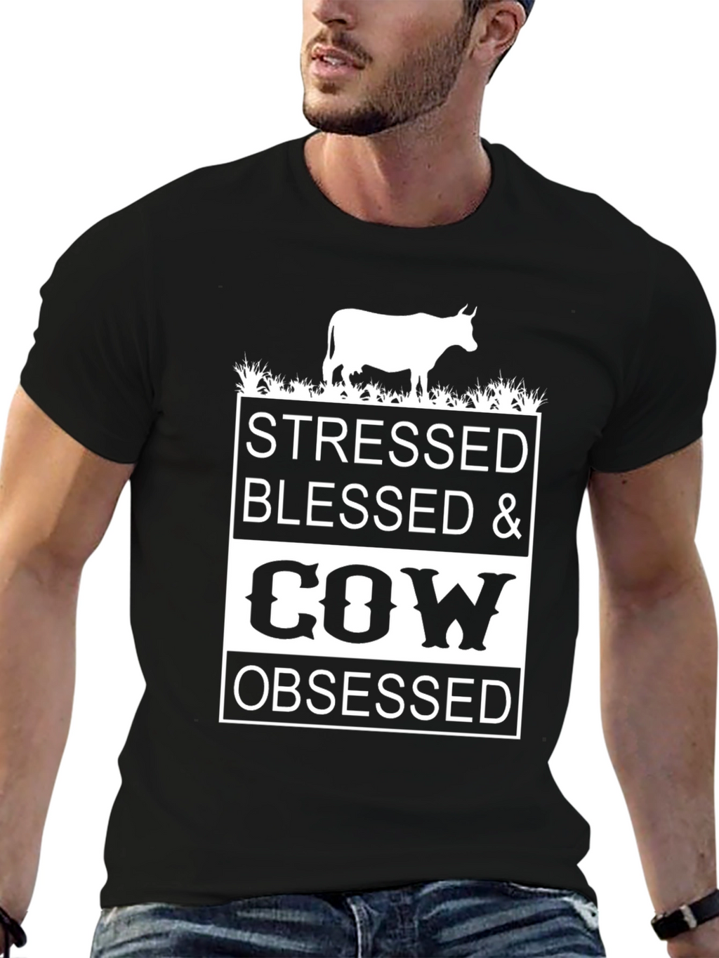 Stressed Blessed & Cow Obsessed T-Shirt
