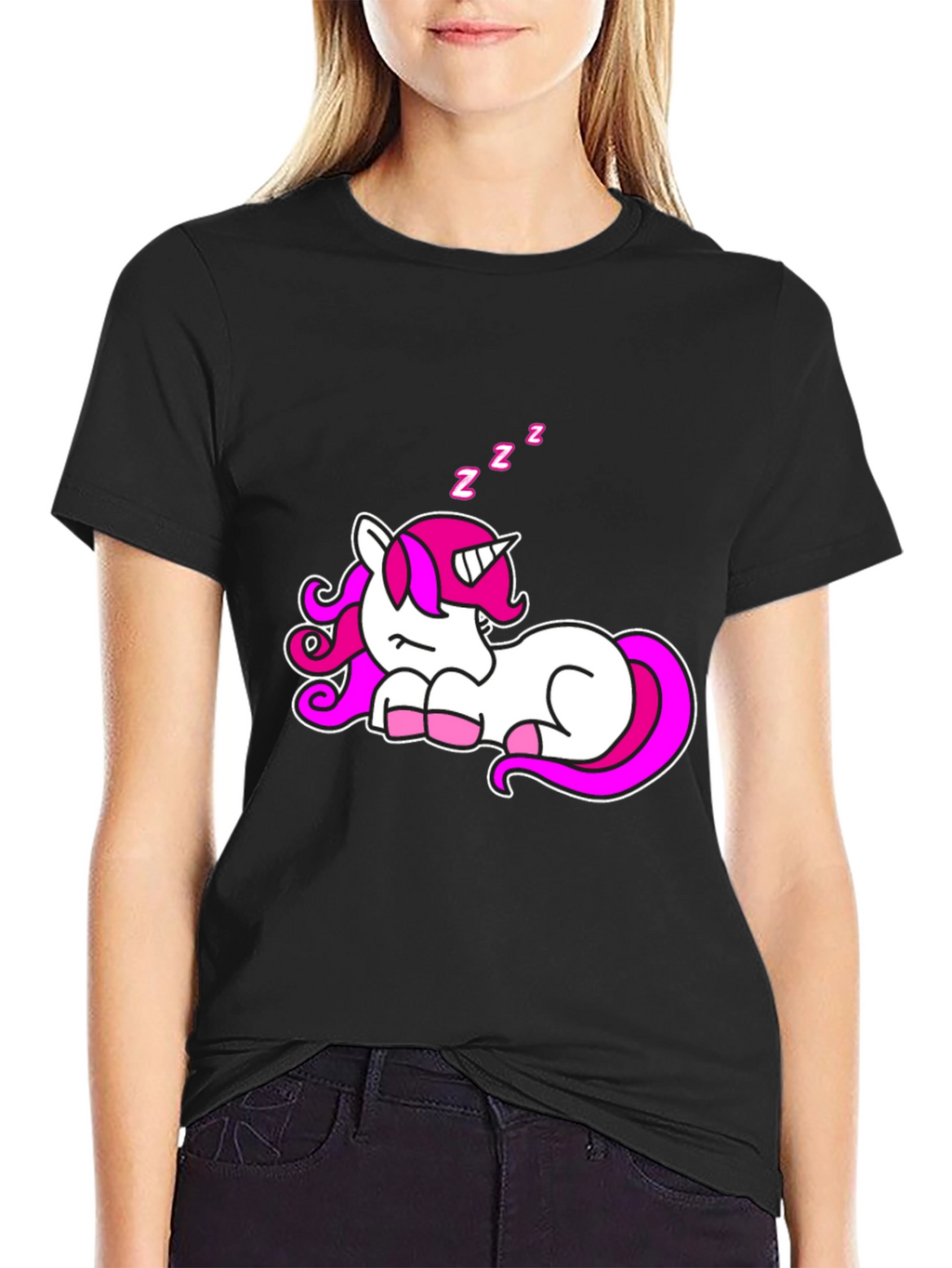 Sleeping Unicorn Graphic T-Shirt - Black