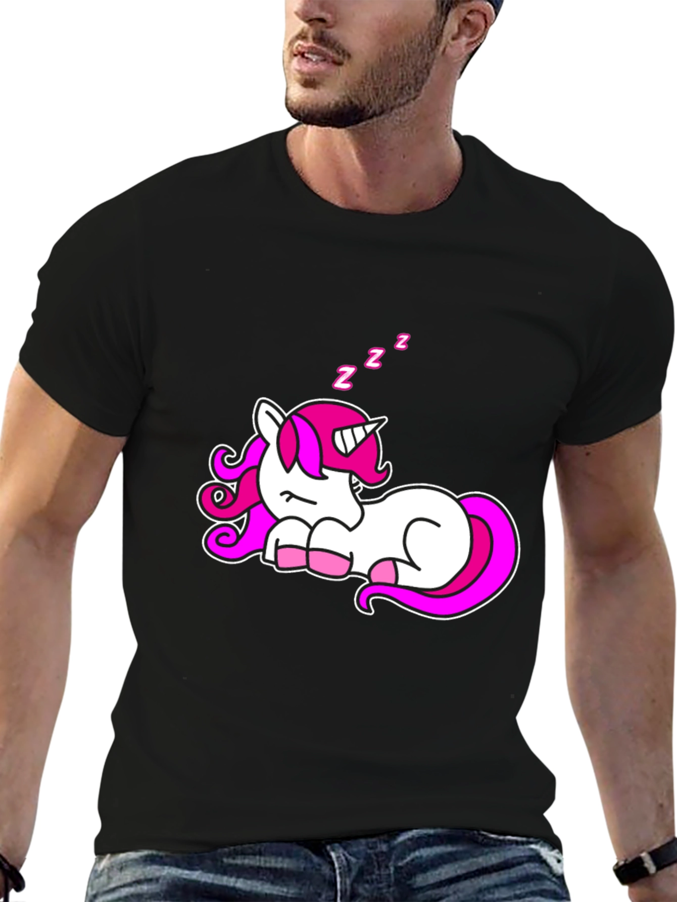 Sleeping Unicorn Graphic T-Shirt - Black