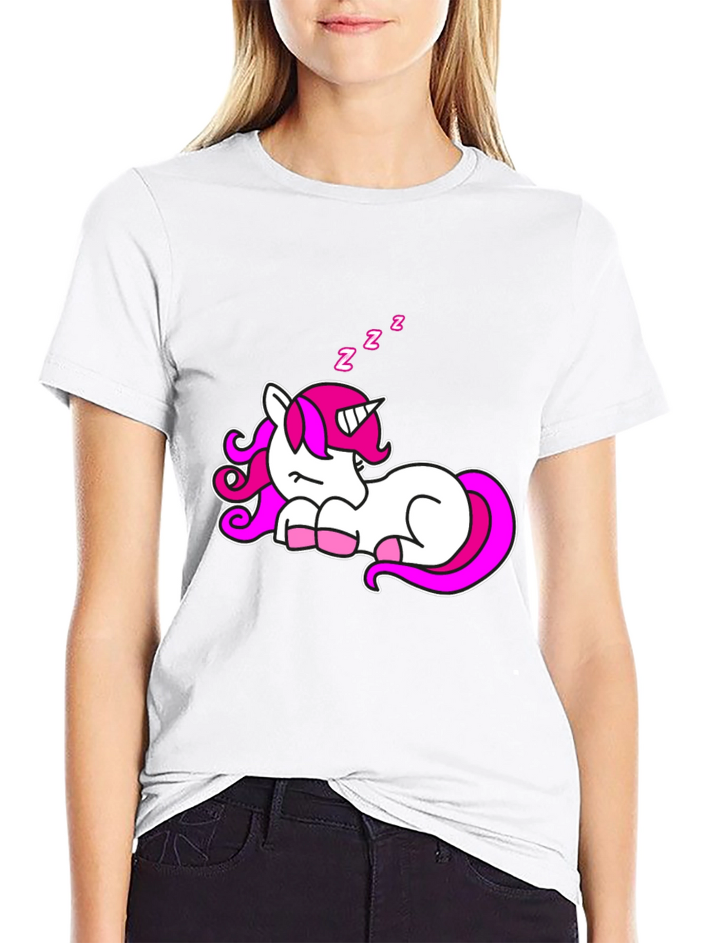 Sleeping Unicorn Graphic T-Shirt - Black