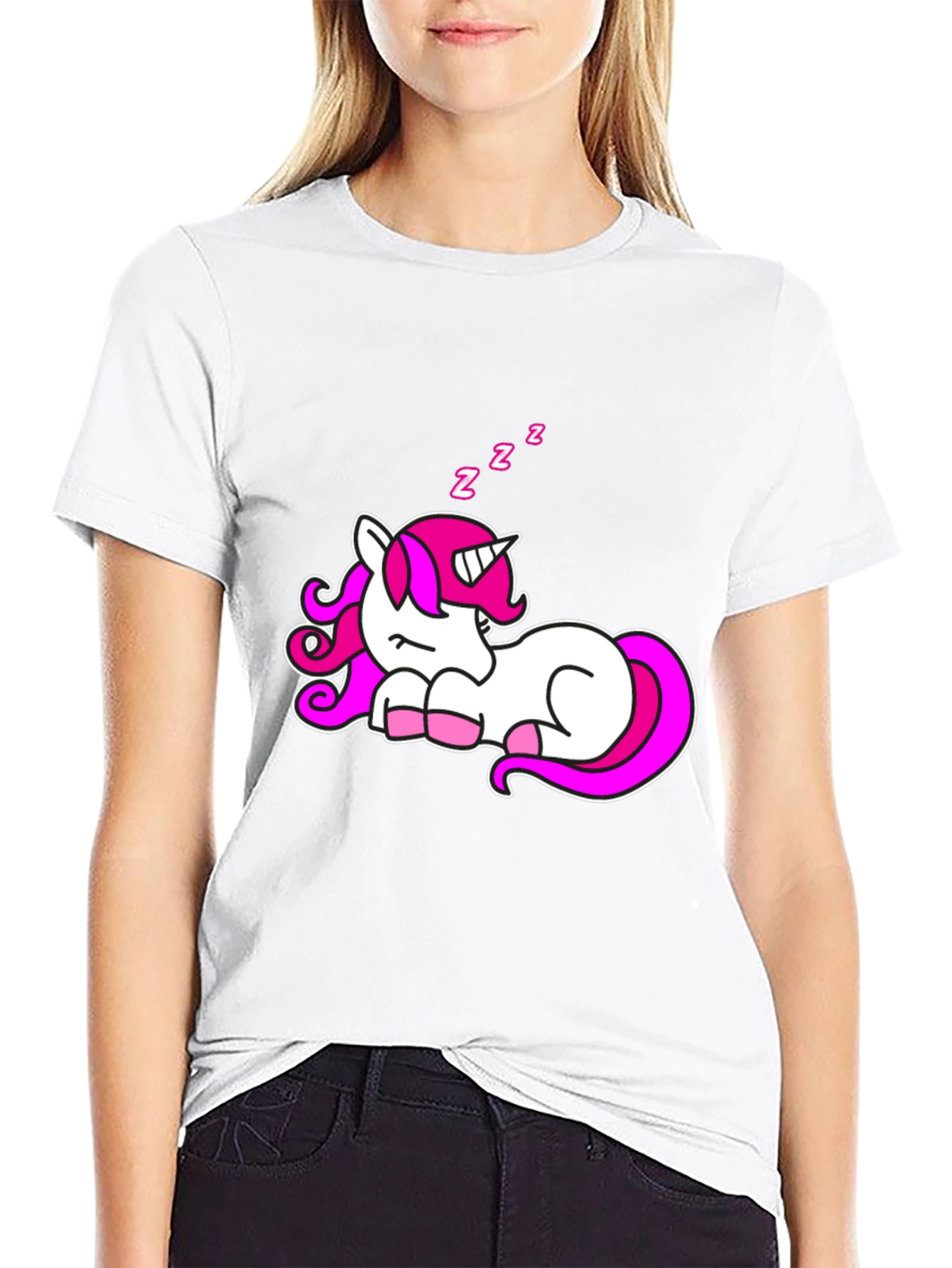 Sleeping Unicorn Graphic T-Shirt - Black