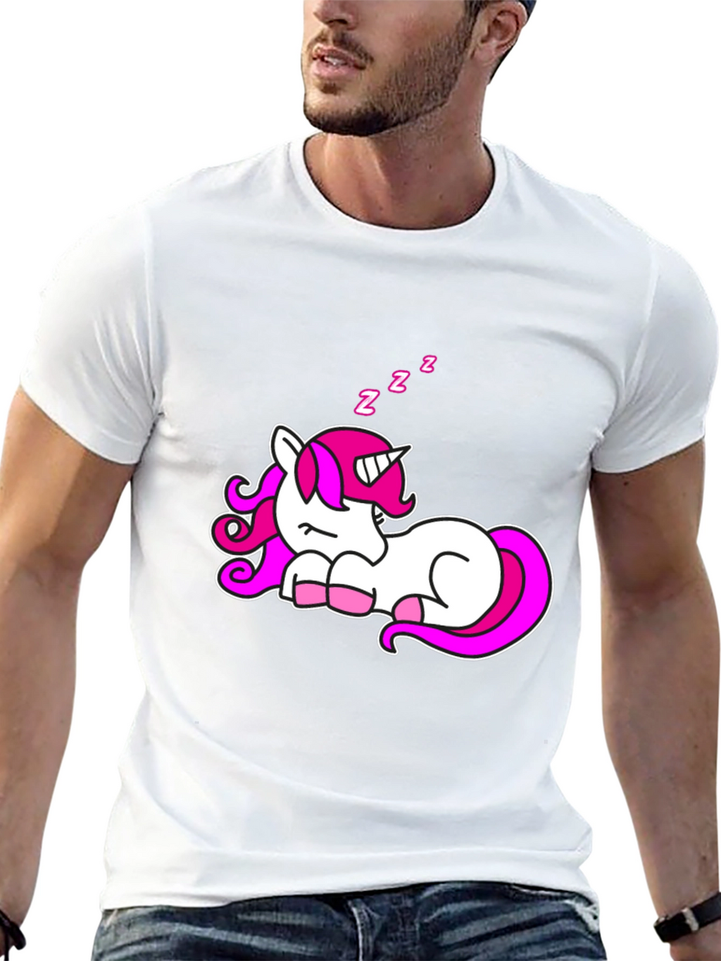 Sleeping Unicorn Graphic T-Shirt - Black