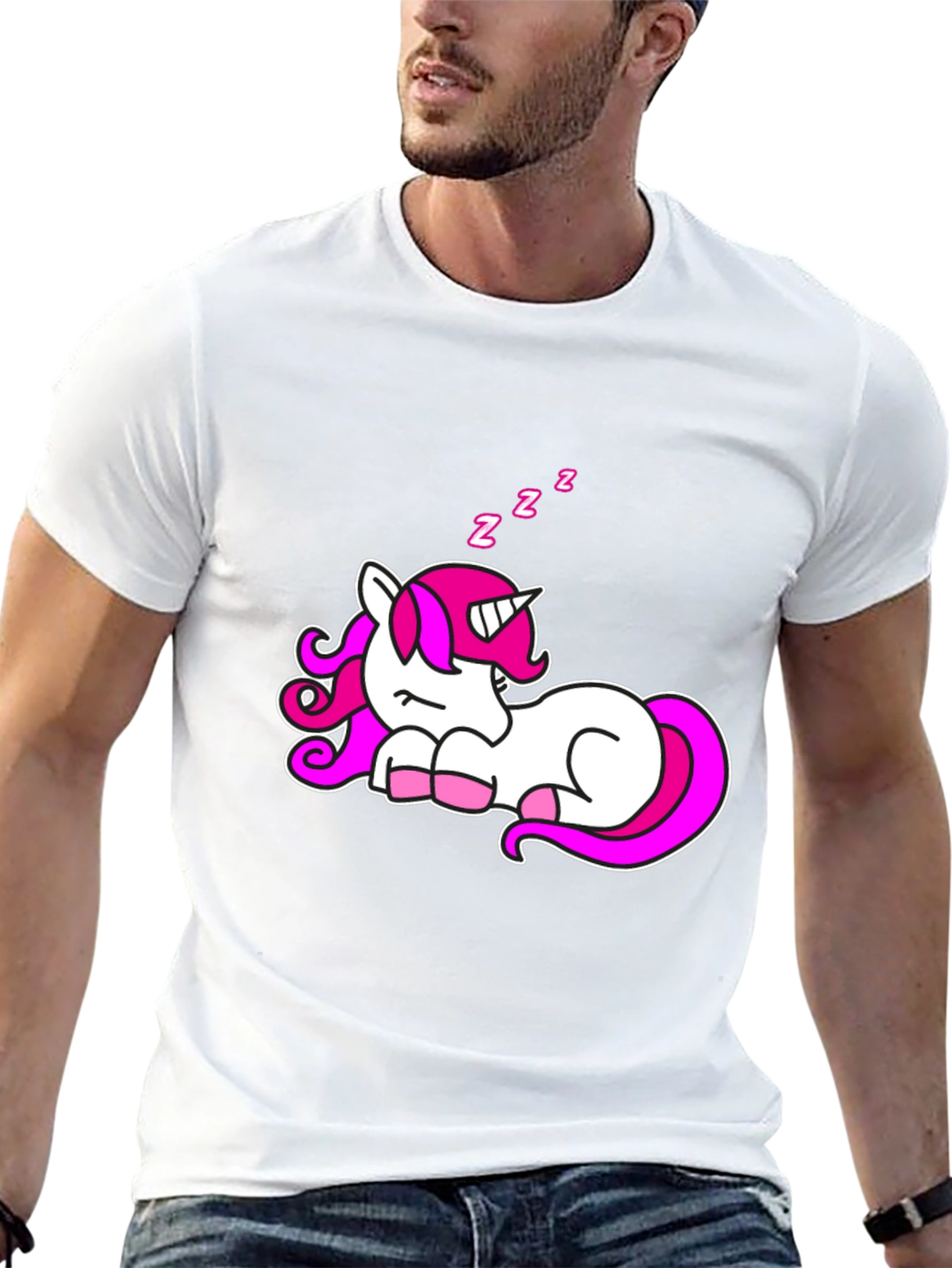 Sleeping Unicorn Graphic T-Shirt - Black