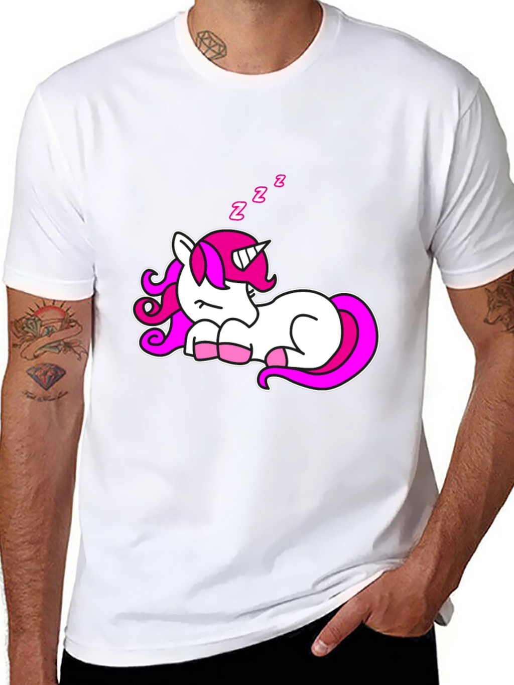 Sleeping Unicorn Graphic T-Shirt - Black