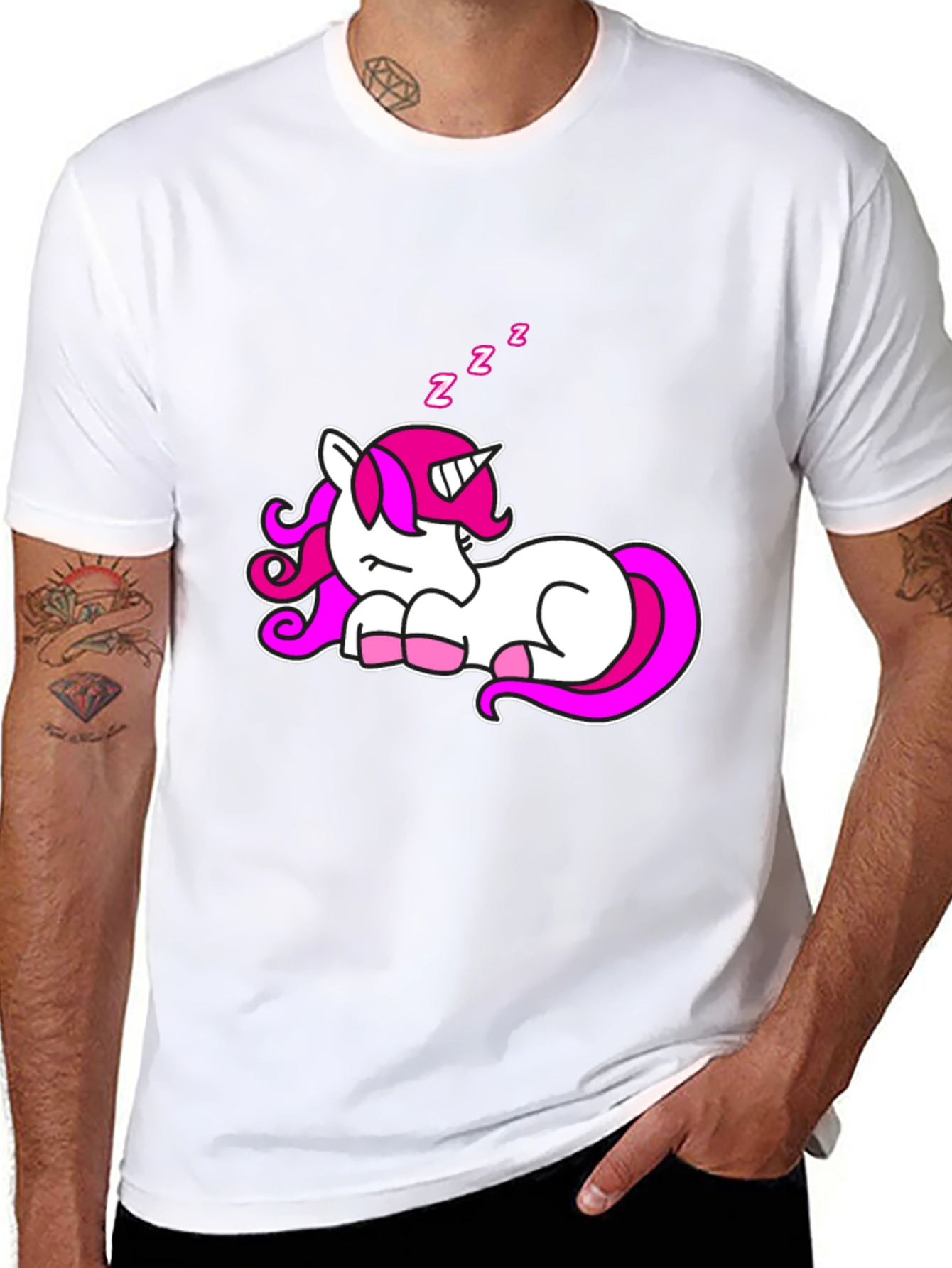 Sleeping Unicorn Graphic T-Shirt - Black