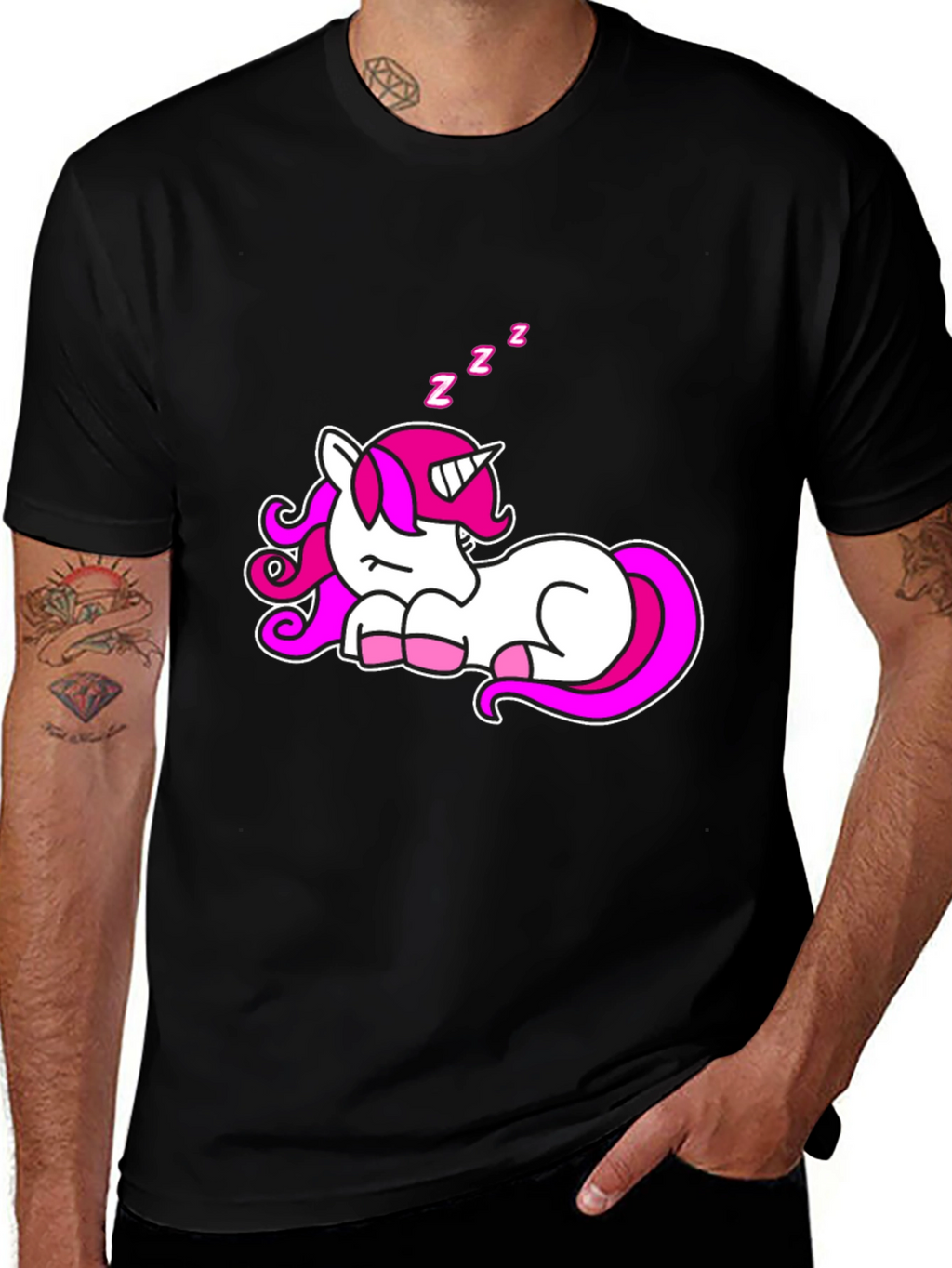 Sleeping Unicorn Graphic T-Shirt - Black