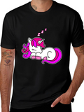 Sleeping Unicorn Graphic T-Shirt - Black