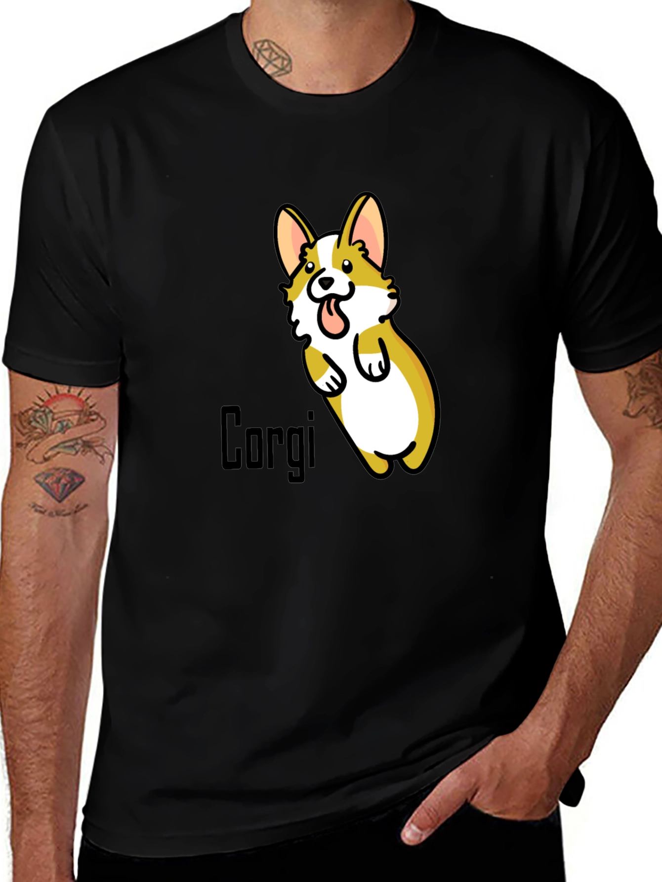 Corgi Graphic Black T-Shirt