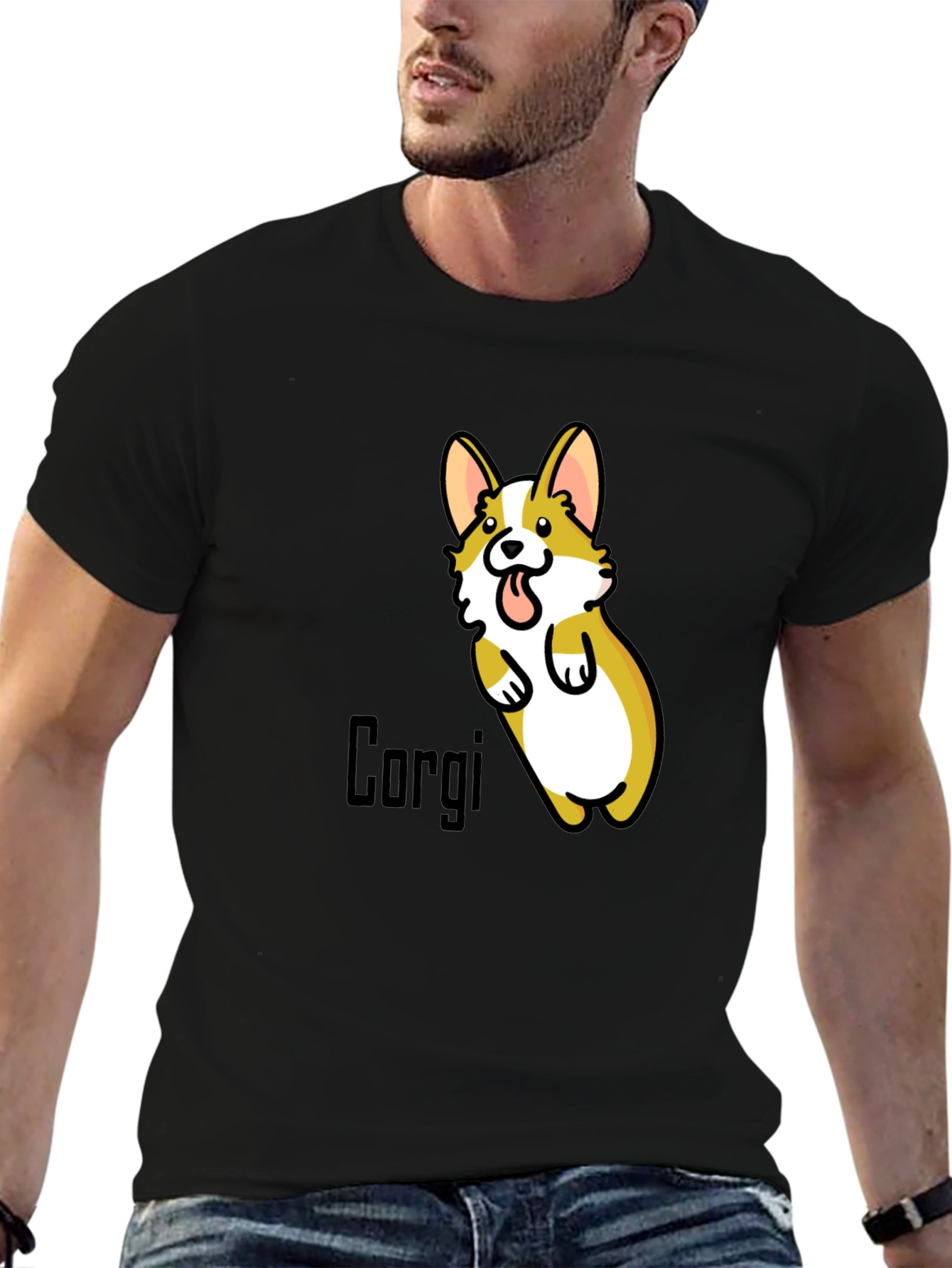 Corgi Graphic Black T-Shirt