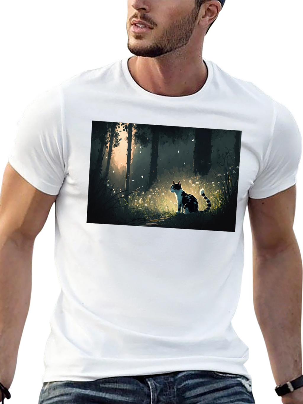 Cat Forest T-Shirt - Black