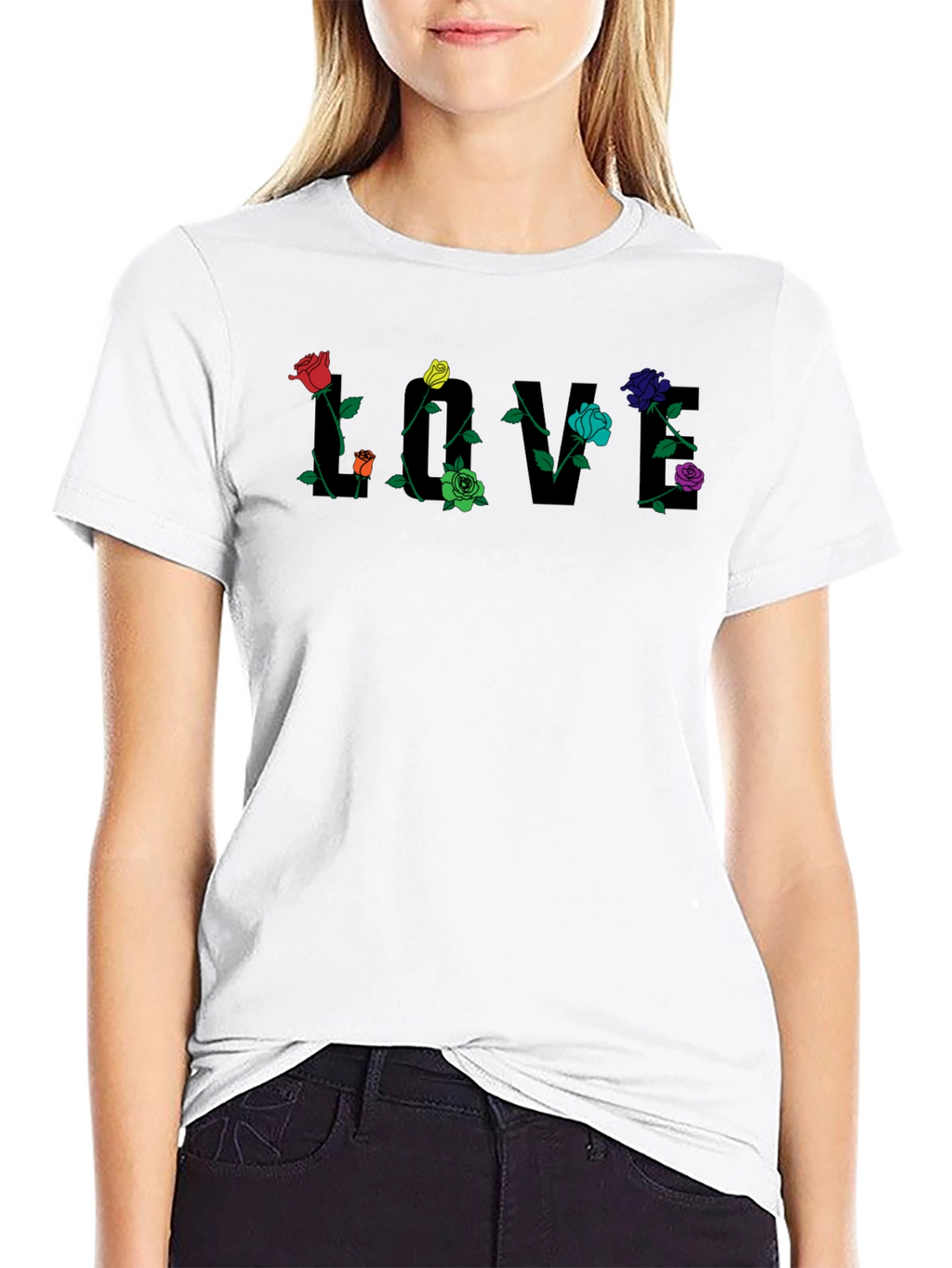 Floral Love T-Shirt - Unique Rose Design
