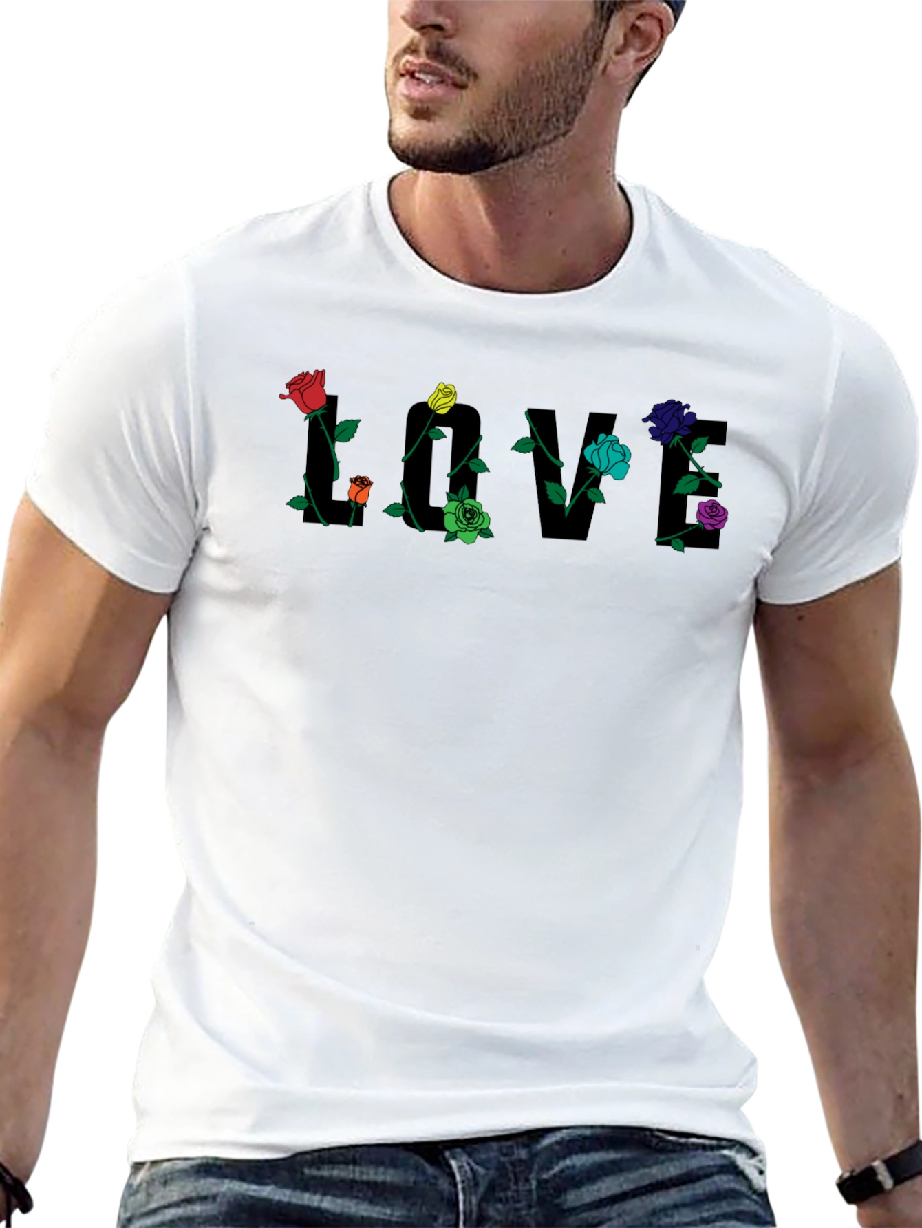 Floral Love T-Shirt - Unique Rose Design