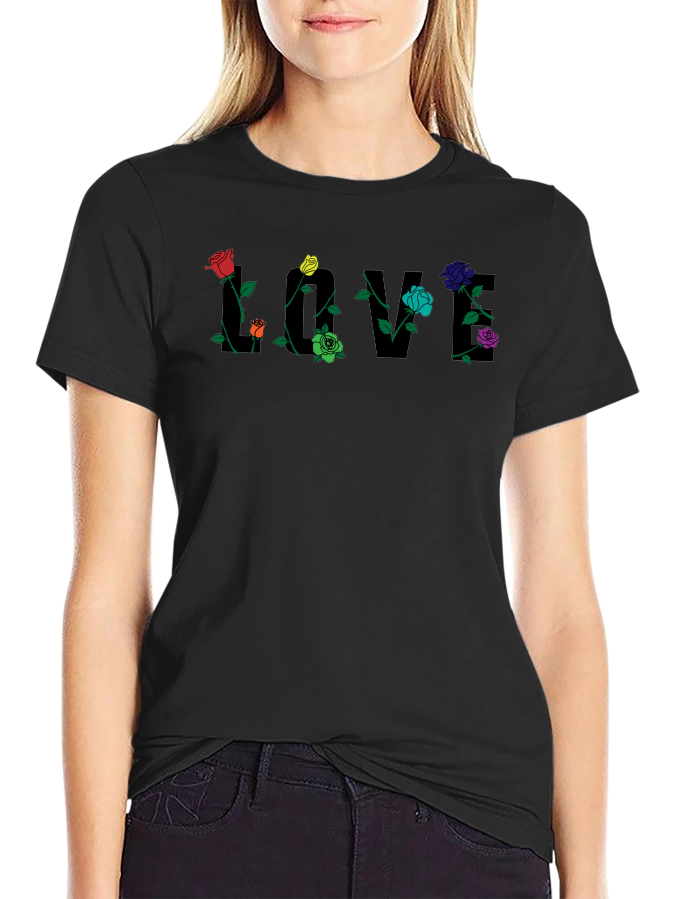Floral Love T-Shirt - Unique Rose Design