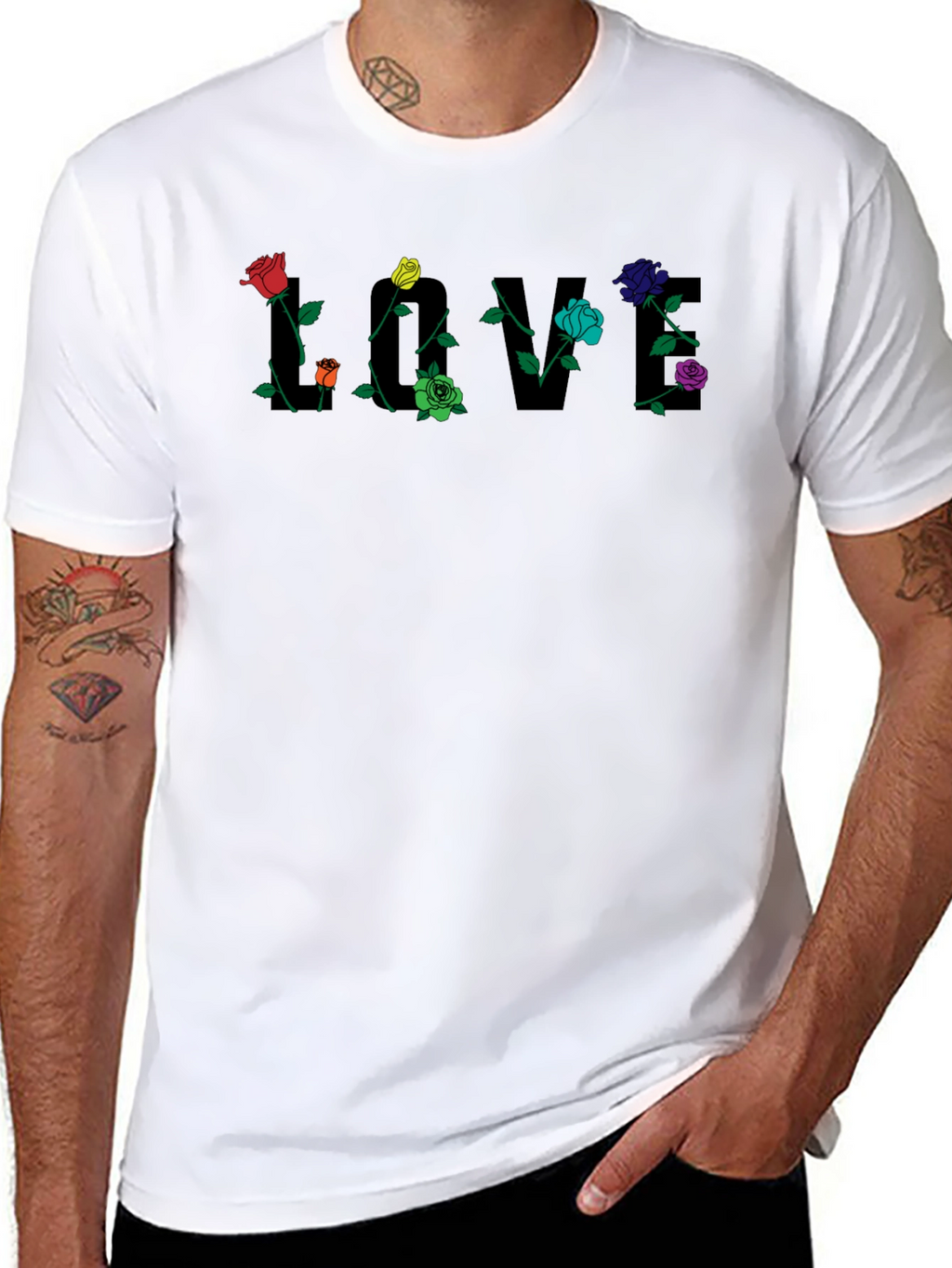 Floral Love T-Shirt - Unique Rose Design