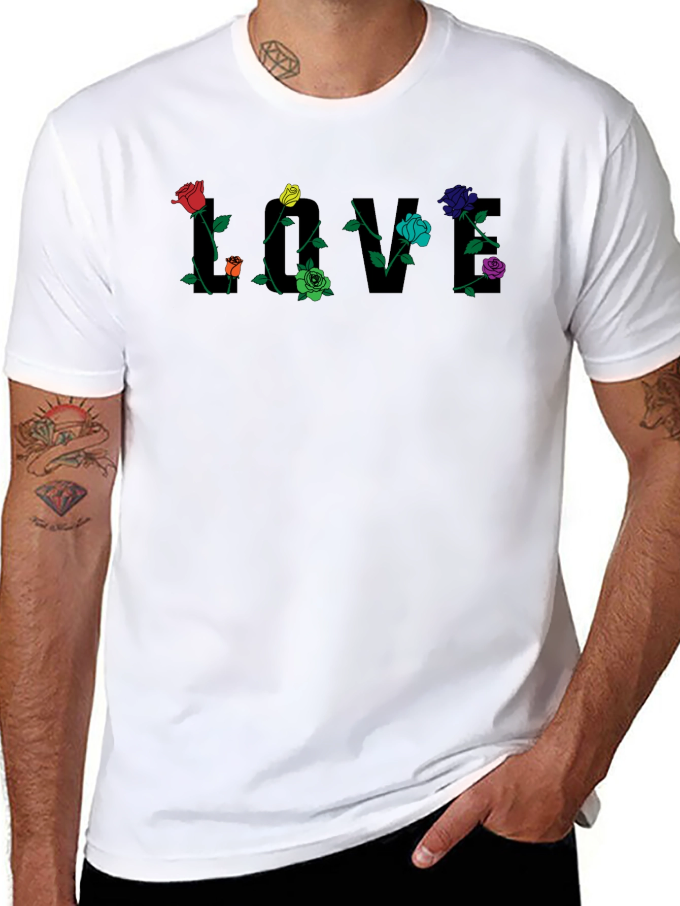 Floral Love T-Shirt - Unique Rose Design