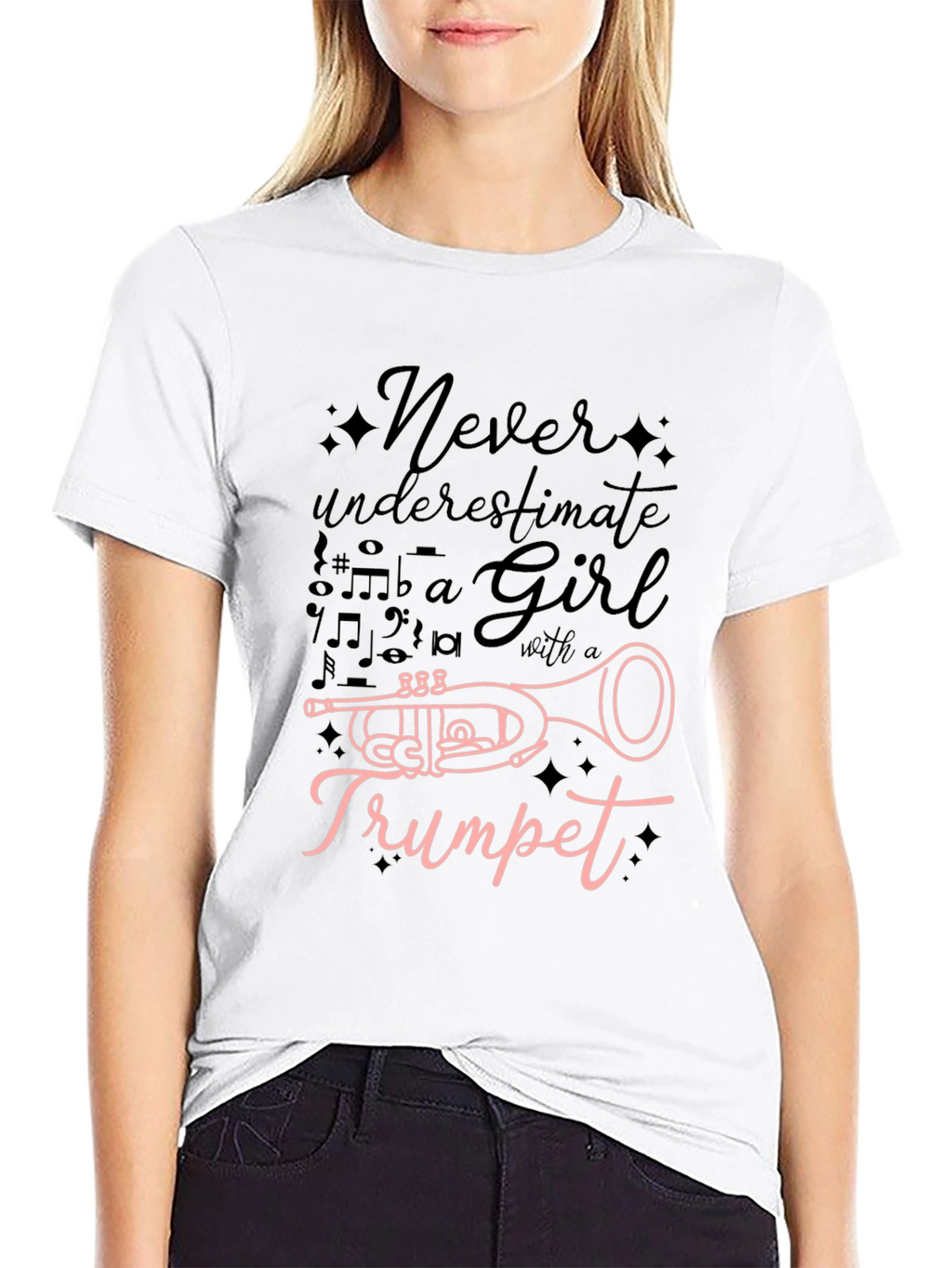 Never Underestimate a Girl with a Trumpet T-Shirt