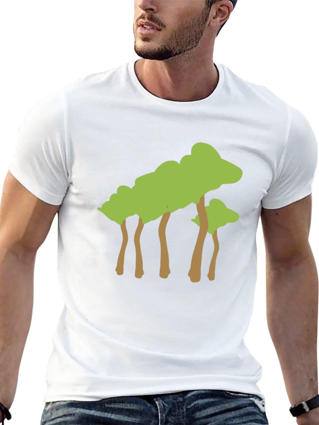 Abstract Tree Graphic Tee - Black Cotton Casual T-Shirt