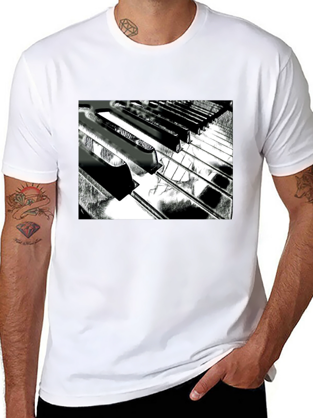 Piano Keys Graphic Tee - Musical Style