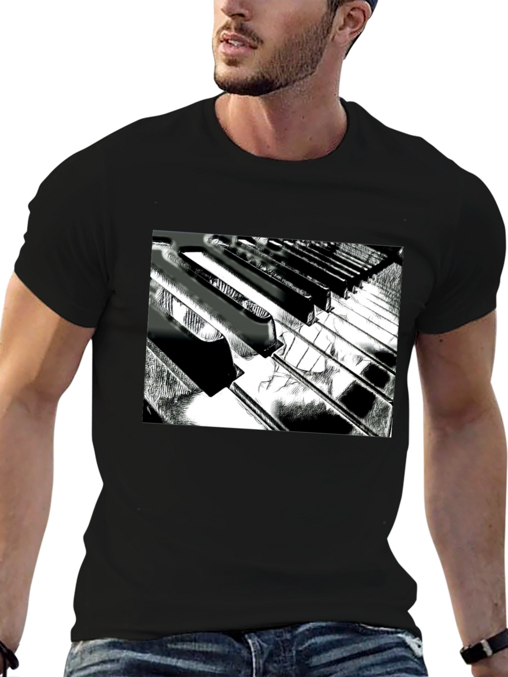 Piano Keys Graphic Tee - Musical Style