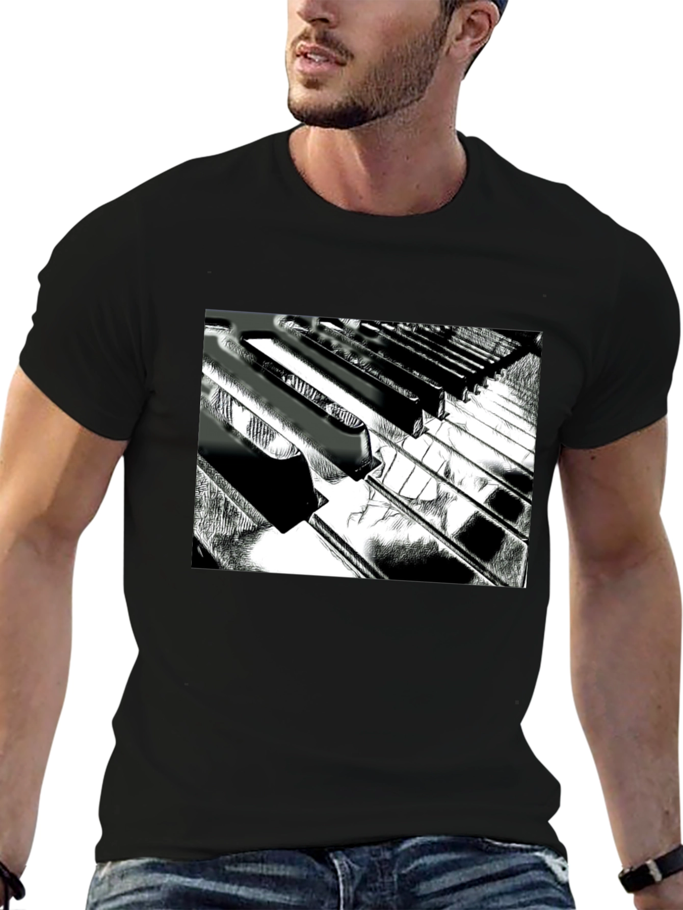 Piano Keys Graphic Tee - Musical Style