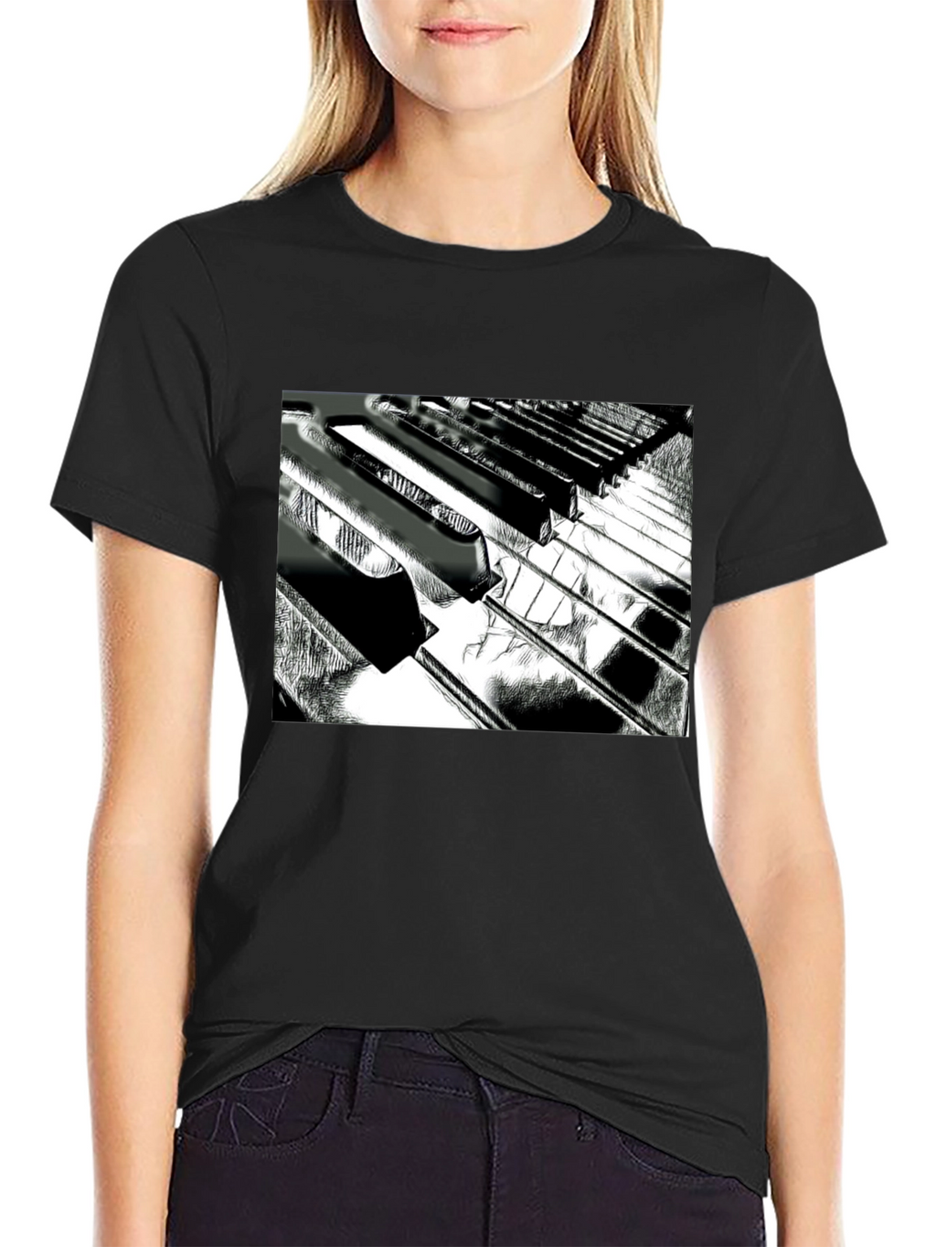 Piano Keys Graphic Tee - Musical Style