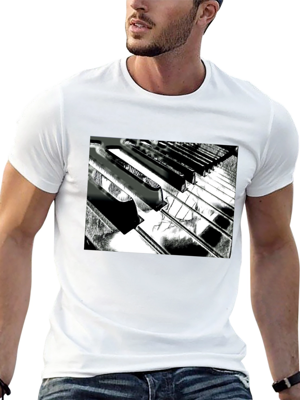 Piano Keys Graphic Tee - Musical Style