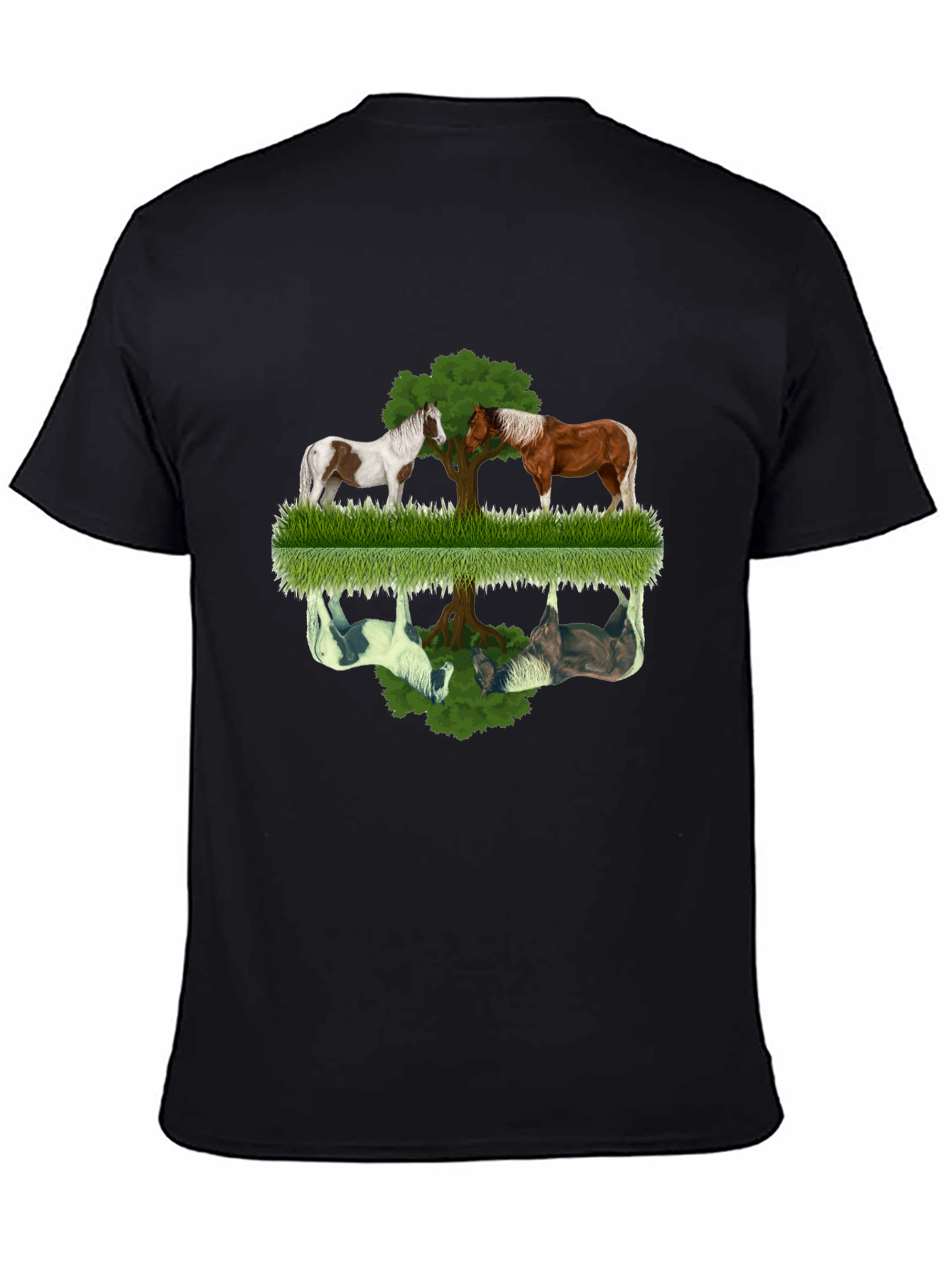Horse & Tree Graphic Tee - Unisex Black T-Shirt