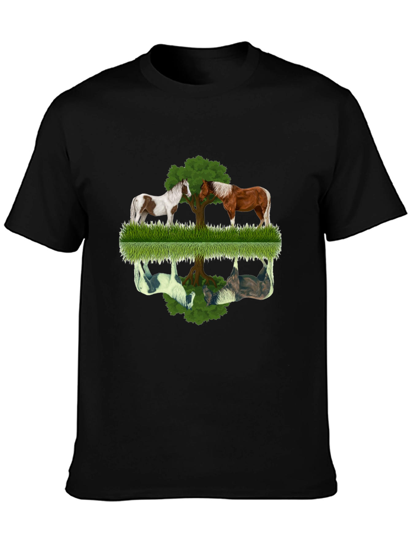 Horse & Tree Graphic Tee - Unisex Black T-Shirt