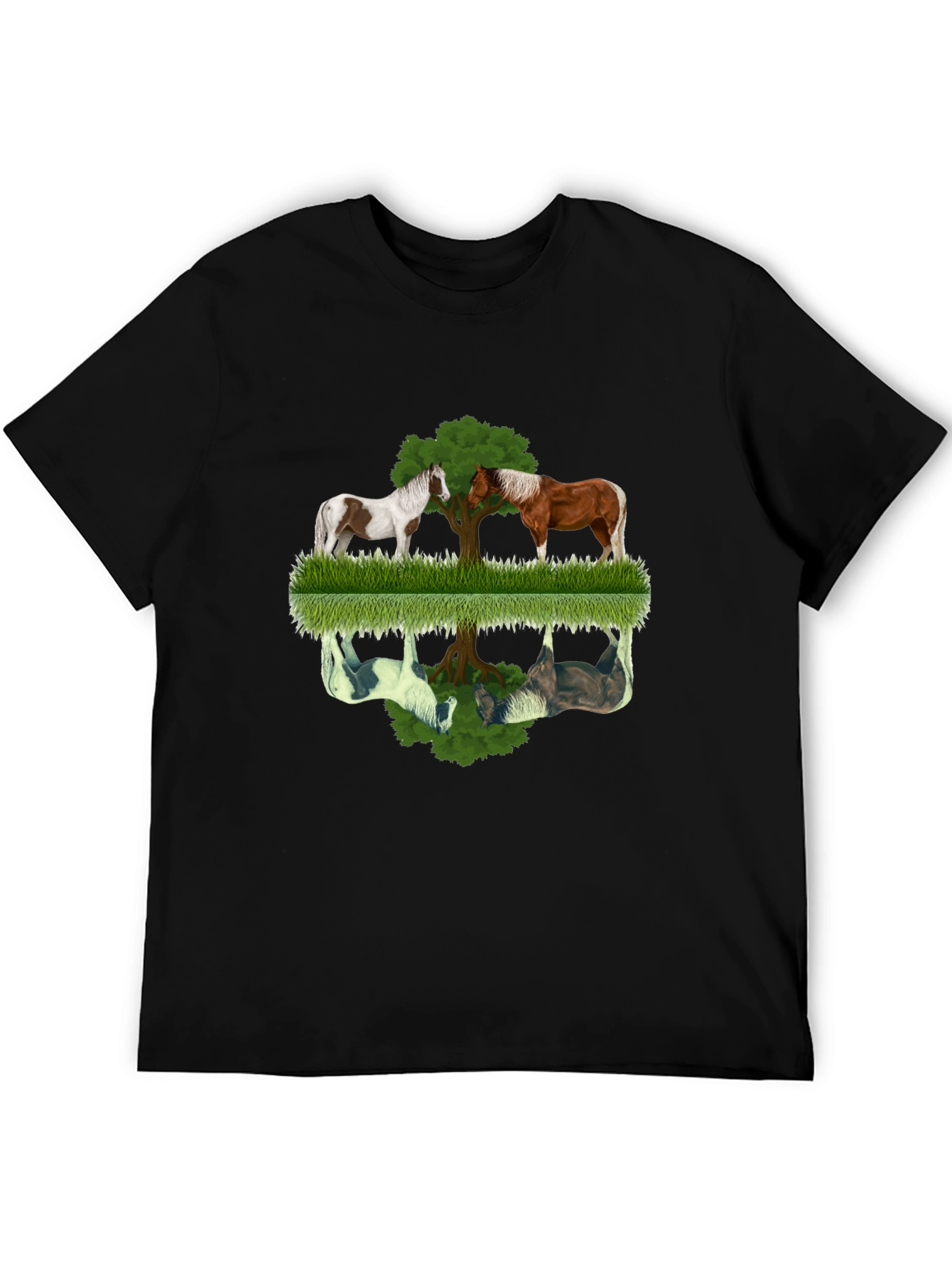 Horse & Tree Graphic Tee - Unisex Black T-Shirt