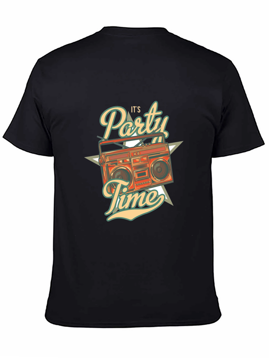 Retro Party Time Graphic T-Shirt - Black