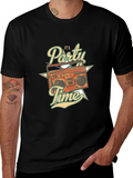 Retro Party Time Graphic T-Shirt - Black
